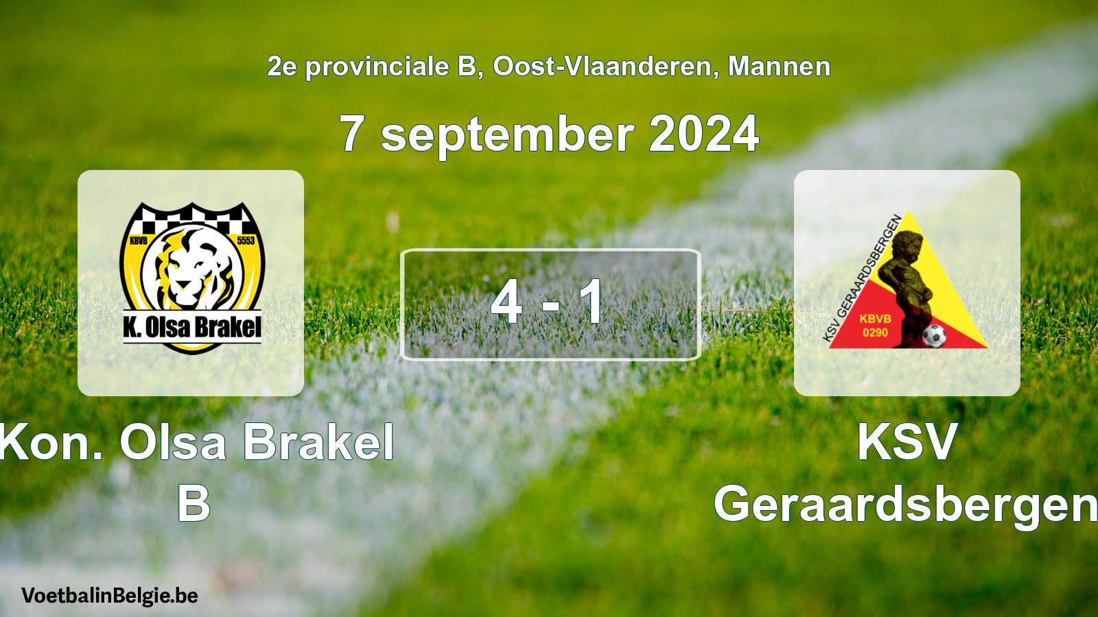 Gespeelde wedstrijd mannenvoetbal: Kon. Olsa Brakel B - KSV Geraardsbergen 4 - 1 (7 september 2024)