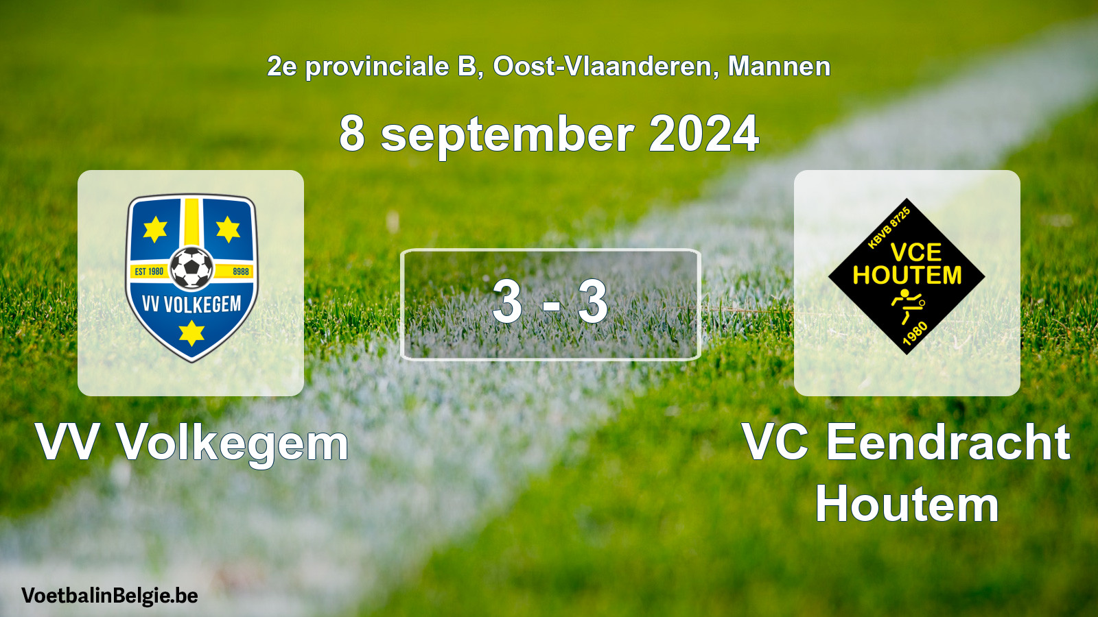 Gespeelde wedstrijd mannenvoetbal: VV Volkegem - VC Eendracht Houtem 3 - 3 (8 september 2024)
