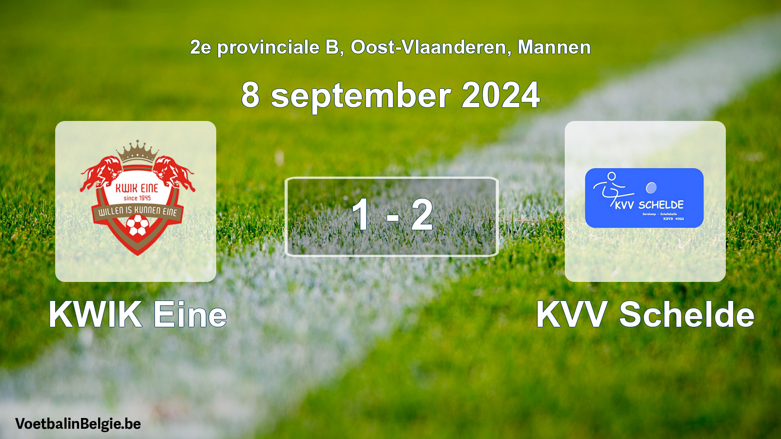 Gespeelde wedstrijd mannenvoetbal: KWIK Eine - KVV Schelde 1 - 2 (8 september 2024)