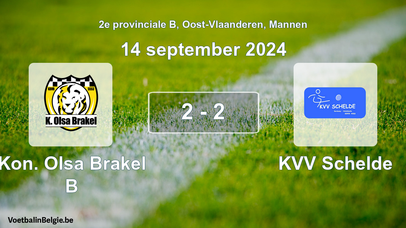Gespeelde wedstrijd mannenvoetbal: Kon. Olsa Brakel B - KVV Schelde 2 - 2 (14 september 2024)
