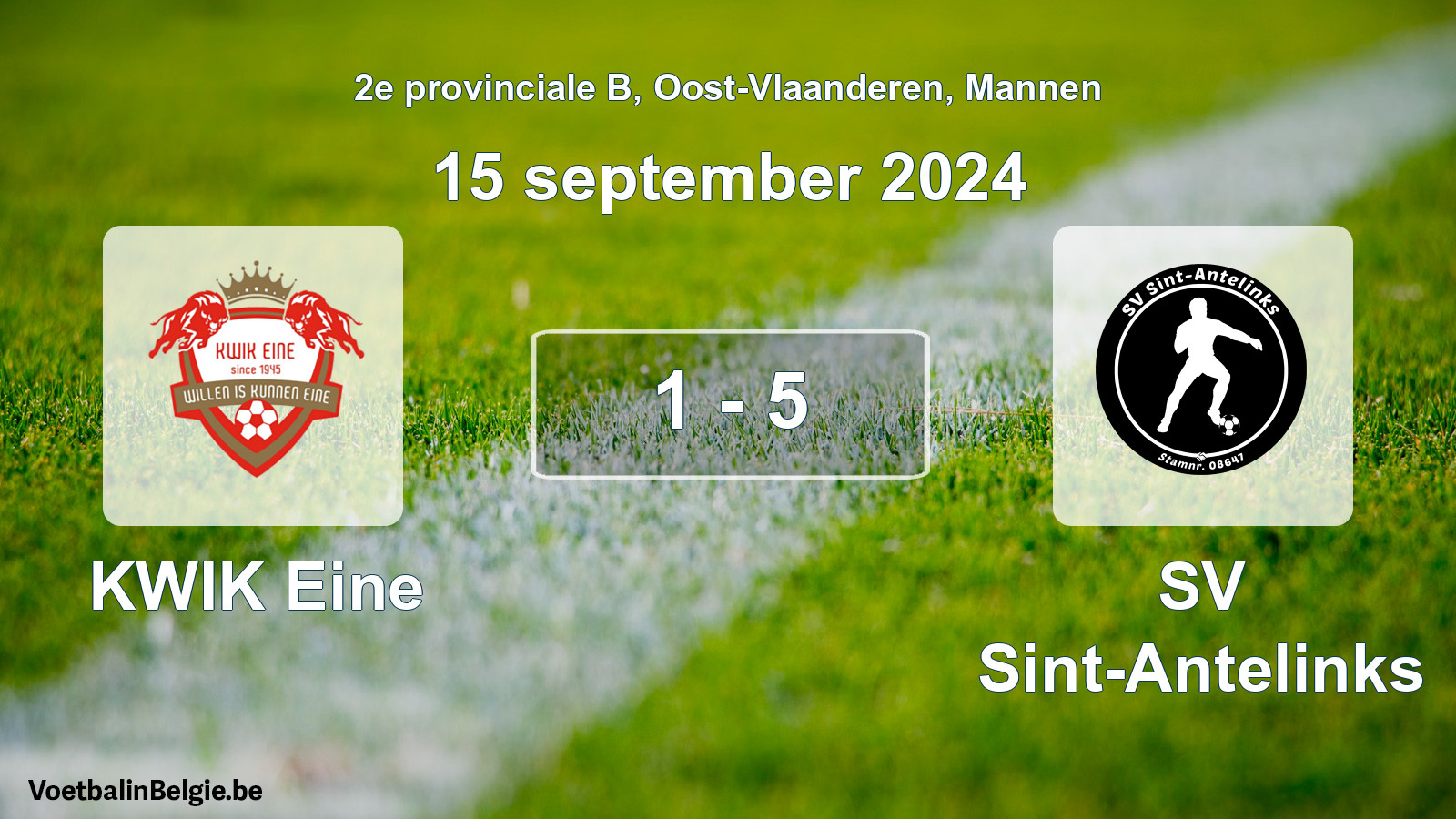 Gespeelde wedstrijd mannenvoetbal: KWIK Eine - SV Sint-Antelinks 1 - 5 (15 september 2024)