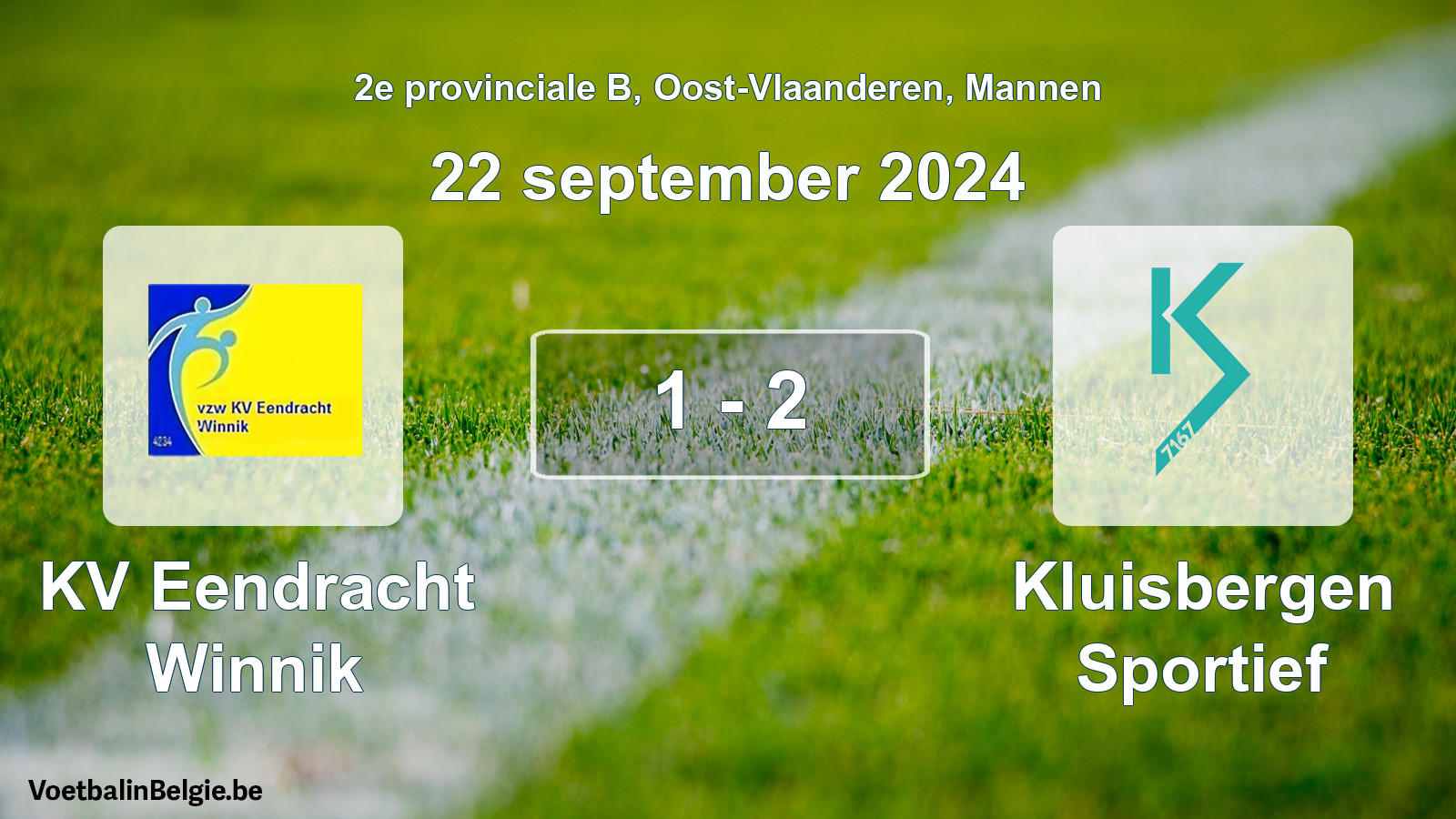 Gespeelde wedstrijd mannenvoetbal: KV Eendracht Winnik - Kluisbergen Sportief 1 - 2 (22 september 2024)