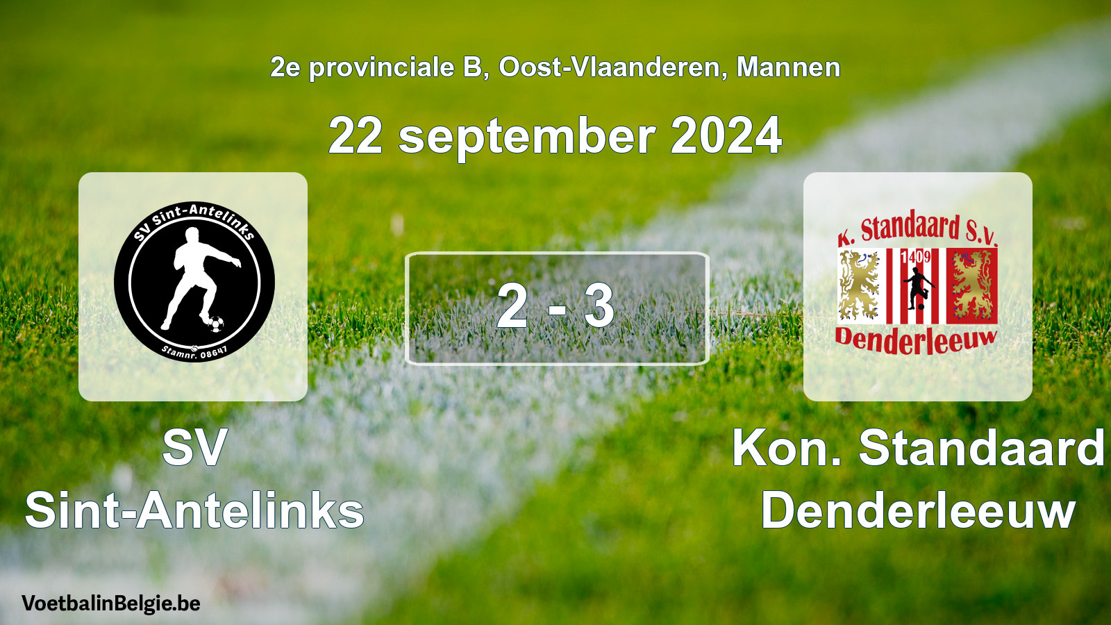 Gespeelde wedstrijd mannenvoetbal: SV Sint-Antelinks - Kon. Standaard Denderleeuw 2 - 3 (22 september 2024)