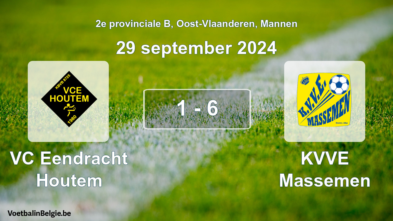 Gespeelde wedstrijd mannenvoetbal: VC Eendracht Houtem - KVVE Massemen 1 - 6 (29 september 2024)