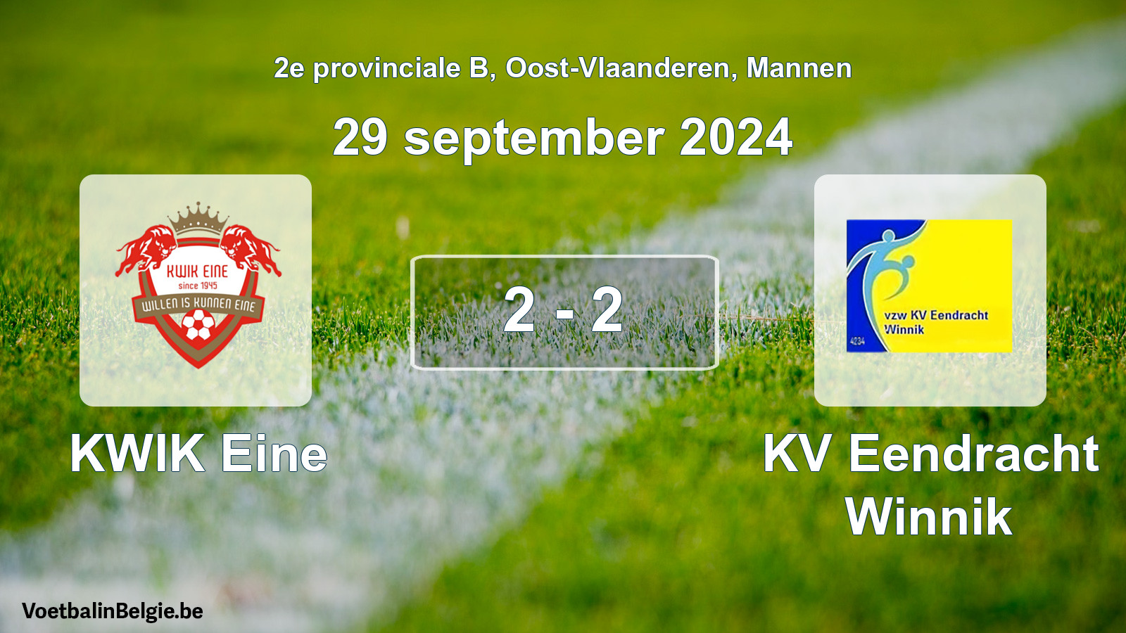 Gespeelde wedstrijd mannenvoetbal: KWIK Eine - KV Eendracht Winnik 2 - 2 (29 september 2024)