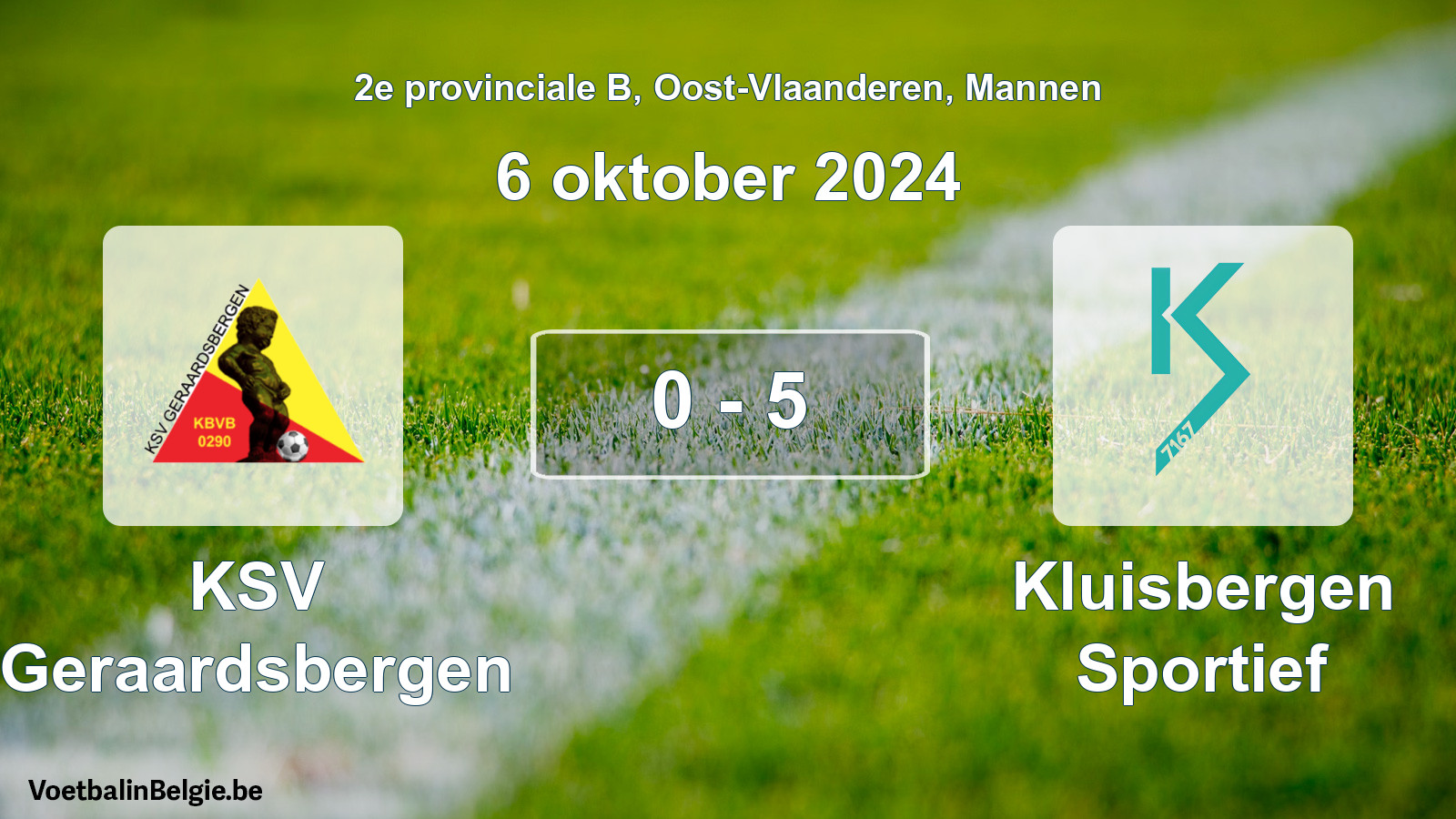 Gespeelde wedstrijd mannenvoetbal: KSV Geraardsbergen - Kluisbergen Sportief 0 - 5 (6 oktober 2024)