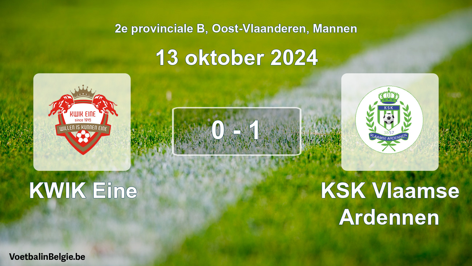 Gespeelde wedstrijd mannenvoetbal: KWIK Eine - KSK Vlaamse Ardennen 0 - 1 (13 oktober 2024)