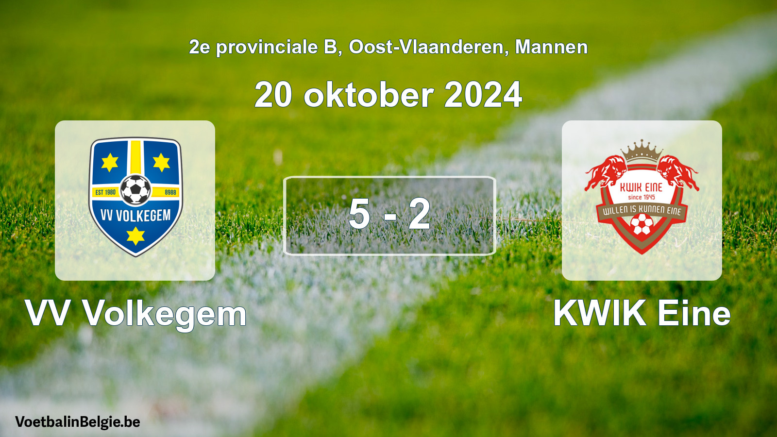 Gespeelde wedstrijd mannenvoetbal: VV Volkegem - KWIK Eine 5 - 2 (20 oktober 2024)