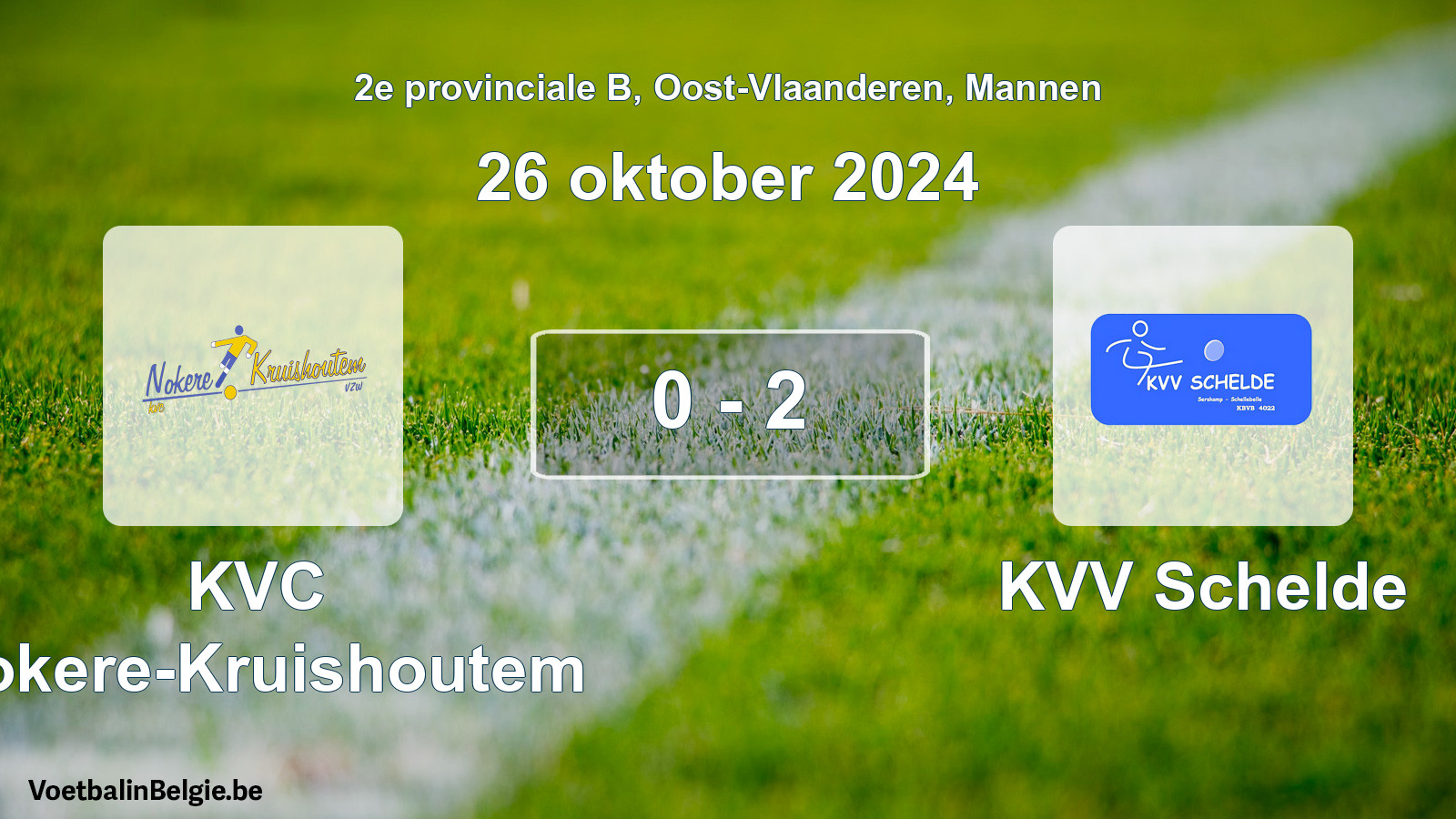 Gespeelde wedstrijd mannenvoetbal: KVC Nokere-Kruishoutem - KVV Schelde 0 - 2 (26 oktober 2024)