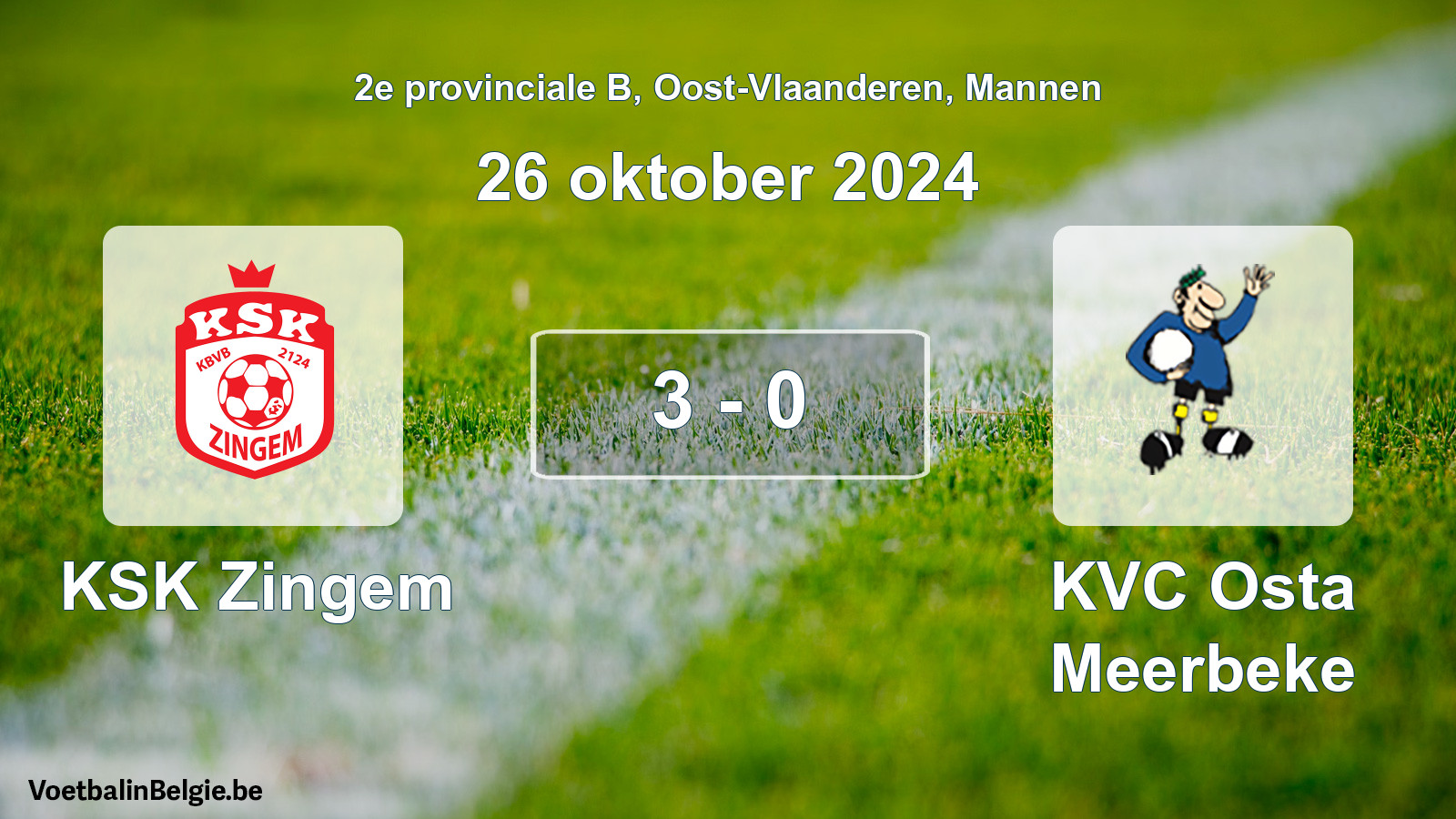 Gespeelde wedstrijd mannenvoetbal: KSK Zingem - KVC Osta Meerbeke 3 - 0 (26 oktober 2024)