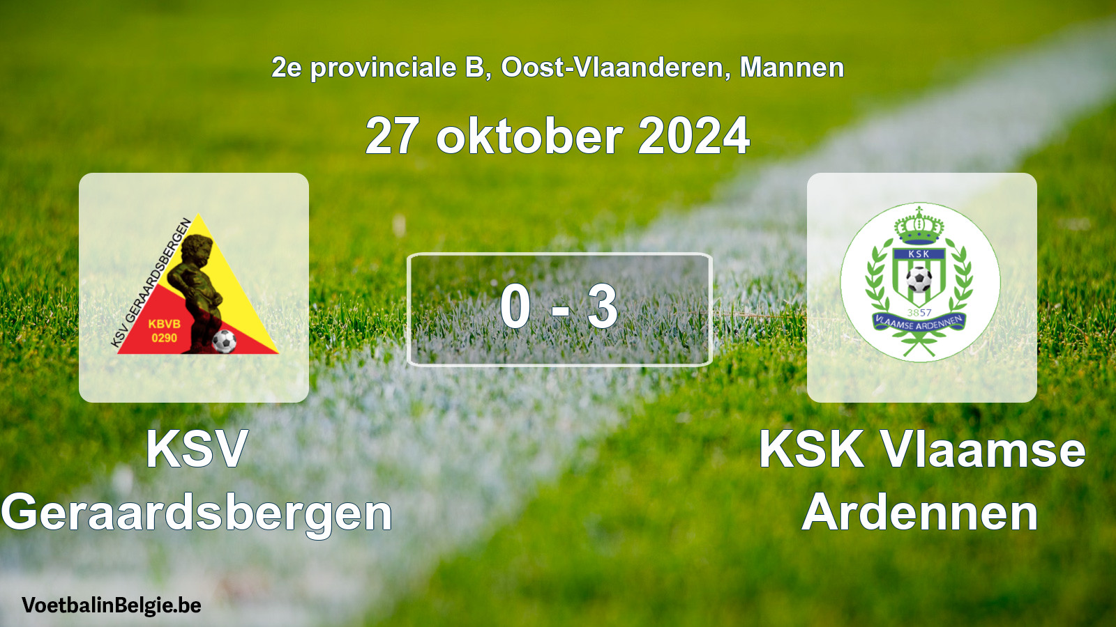 Gespeelde wedstrijd mannenvoetbal: KSV Geraardsbergen - KSK Vlaamse Ardennen 0 - 3 (27 oktober 2024)