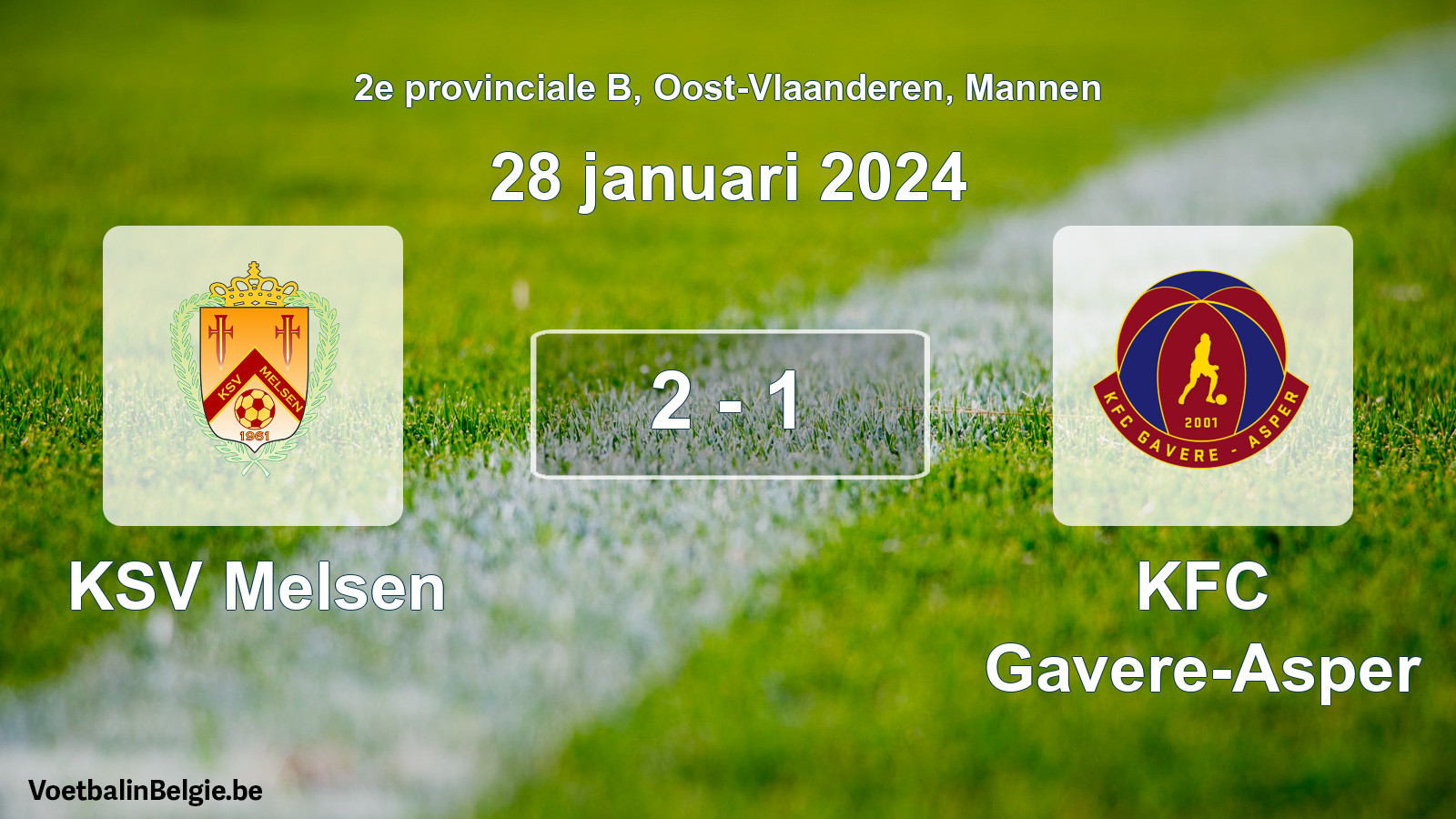 Played match men football: KSV Melsen - KFC Gavere-Asper 2 - 1 (28 January 2024)