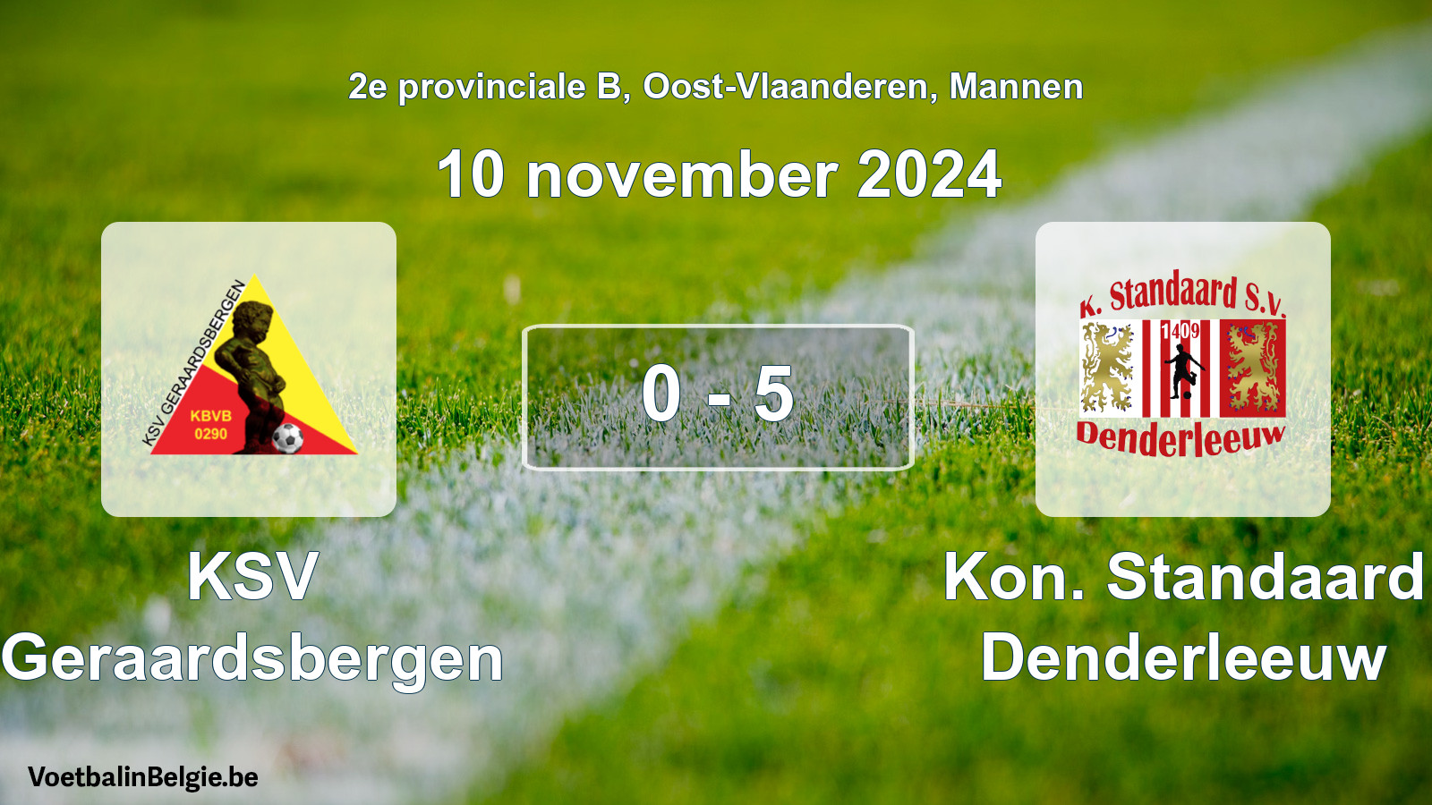 Gespeelde wedstrijd mannenvoetbal: KSV Geraardsbergen - Kon. Standaard Denderleeuw 0 - 5 (10 november 2024)