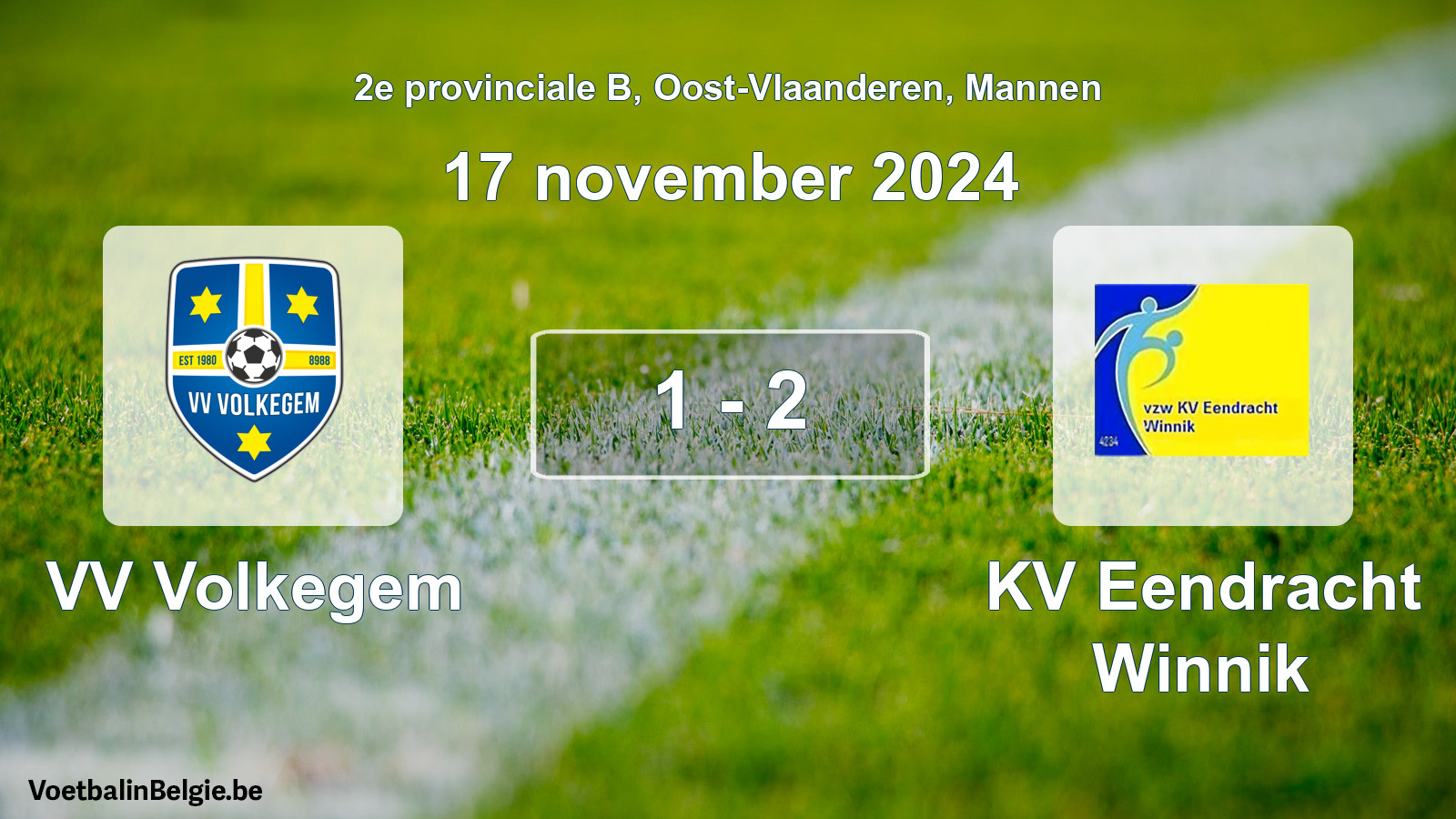 Gespeelde wedstrijd mannenvoetbal: VV Volkegem - KV Eendracht Winnik 1 - 2 (17 november 2024)