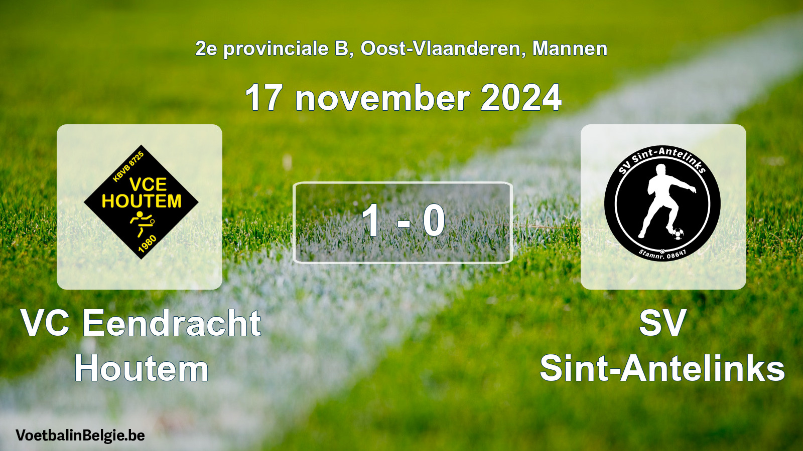 Gespeelde wedstrijd mannenvoetbal: VC Eendracht Houtem - SV Sint-Antelinks 1 - 0 (17 november 2024)