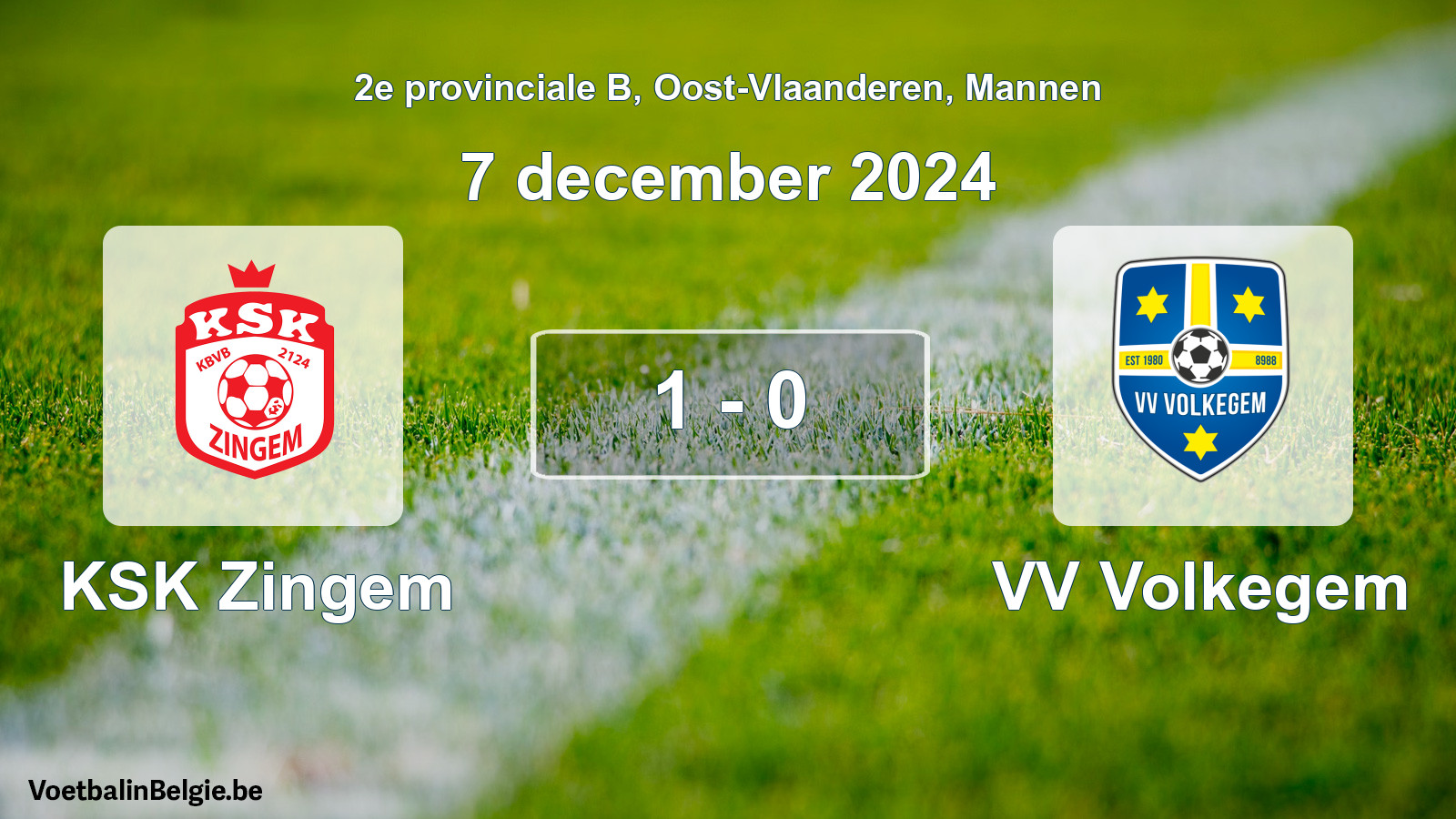 Gespeelde wedstrijd mannenvoetbal: KSK Zingem - VV Volkegem 1 - 0 (7 december 2024)