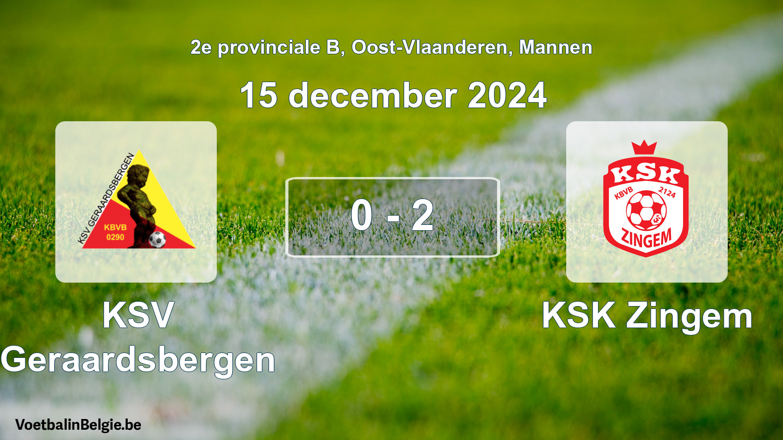 Gespeelde wedstrijd mannenvoetbal: KSV Geraardsbergen - KSK Zingem 0 - 2 (15 december 2024)
