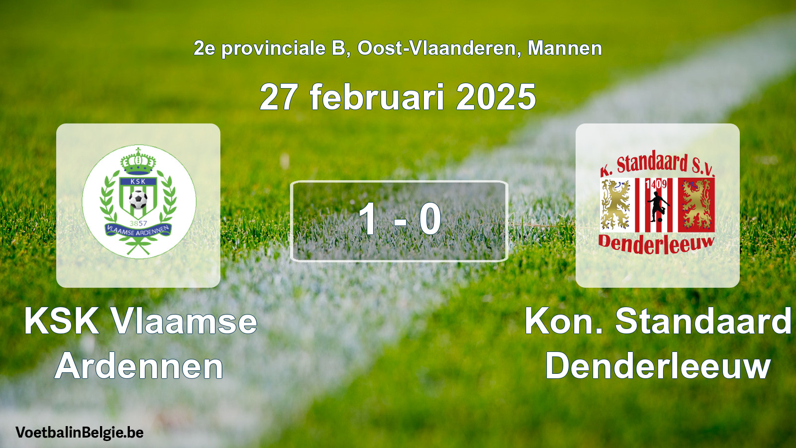 Gespeelde wedstrijd mannenvoetbal: KSK Vlaamse Ardennen - Kon. Standaard Denderleeuw 1 - 0 (27 februari 2025)