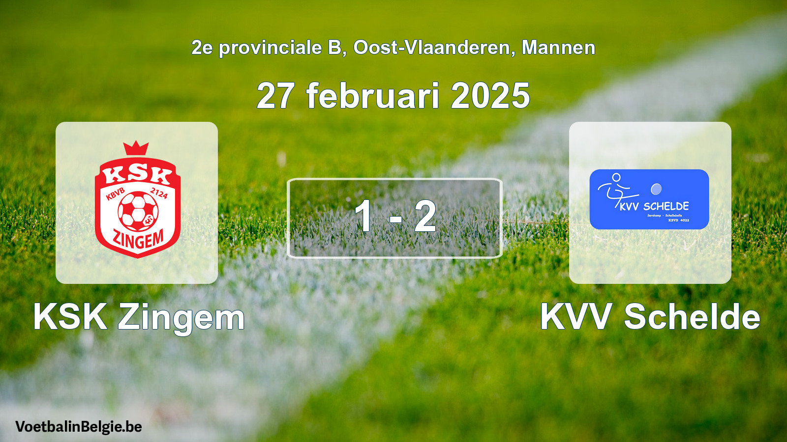 Gespeelde wedstrijd mannenvoetbal: KSK Zingem - KVV Schelde 1 - 2 (27 februari 2025)
