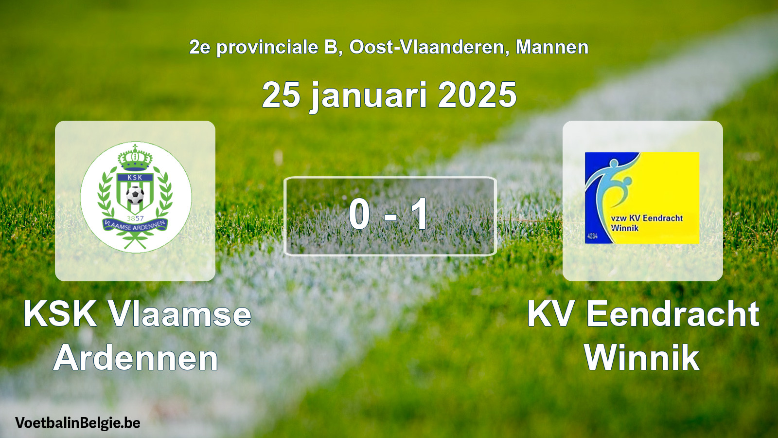 Gespeelde wedstrijd mannenvoetbal: KSK Vlaamse Ardennen - KV Eendracht Winnik 0 - 1 (25 januari 2025)