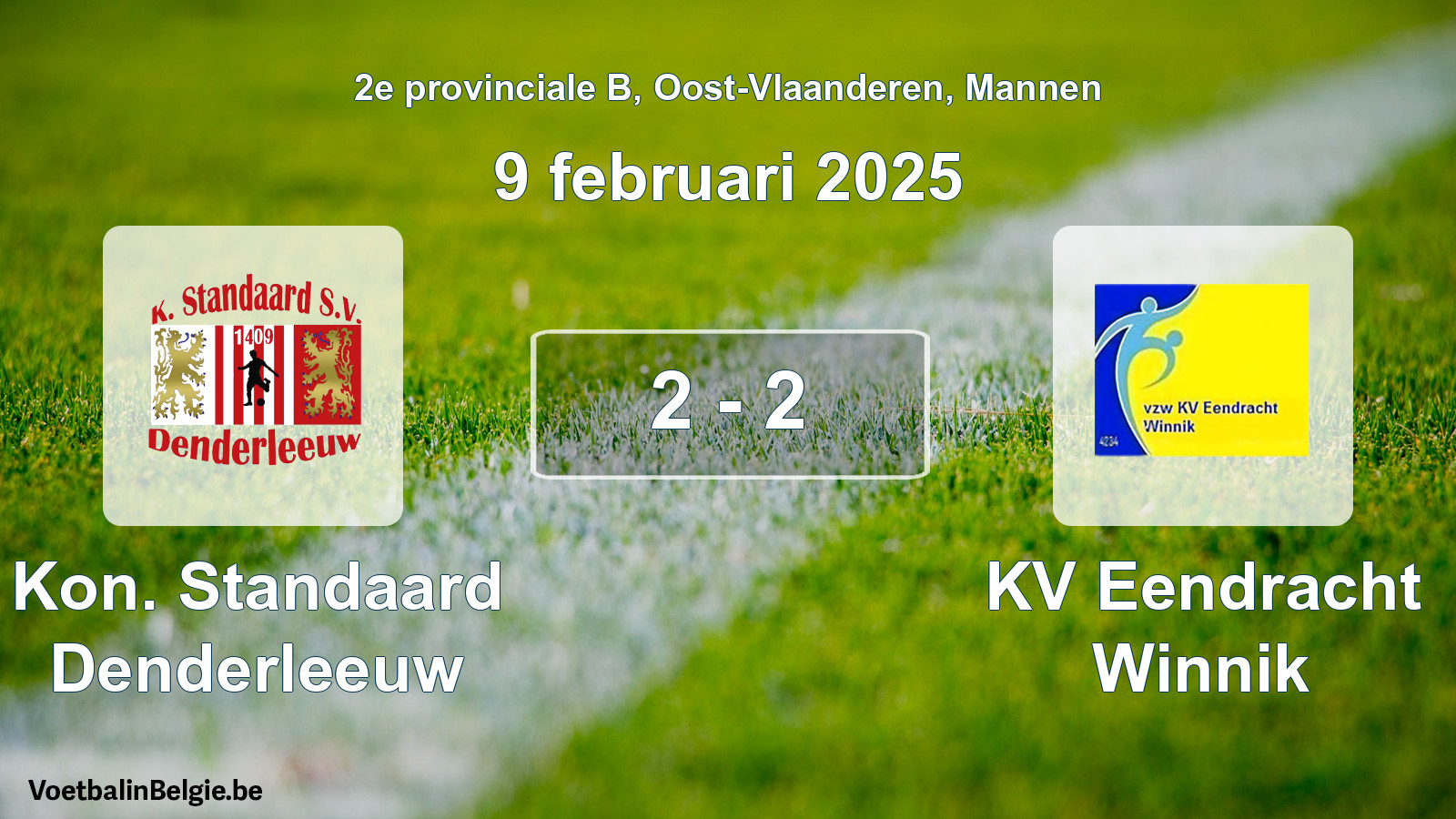 Gespeelde wedstrijd mannenvoetbal: Kon. Standaard Denderleeuw - KV Eendracht Winnik 2 - 2 (9 februari 2025)
