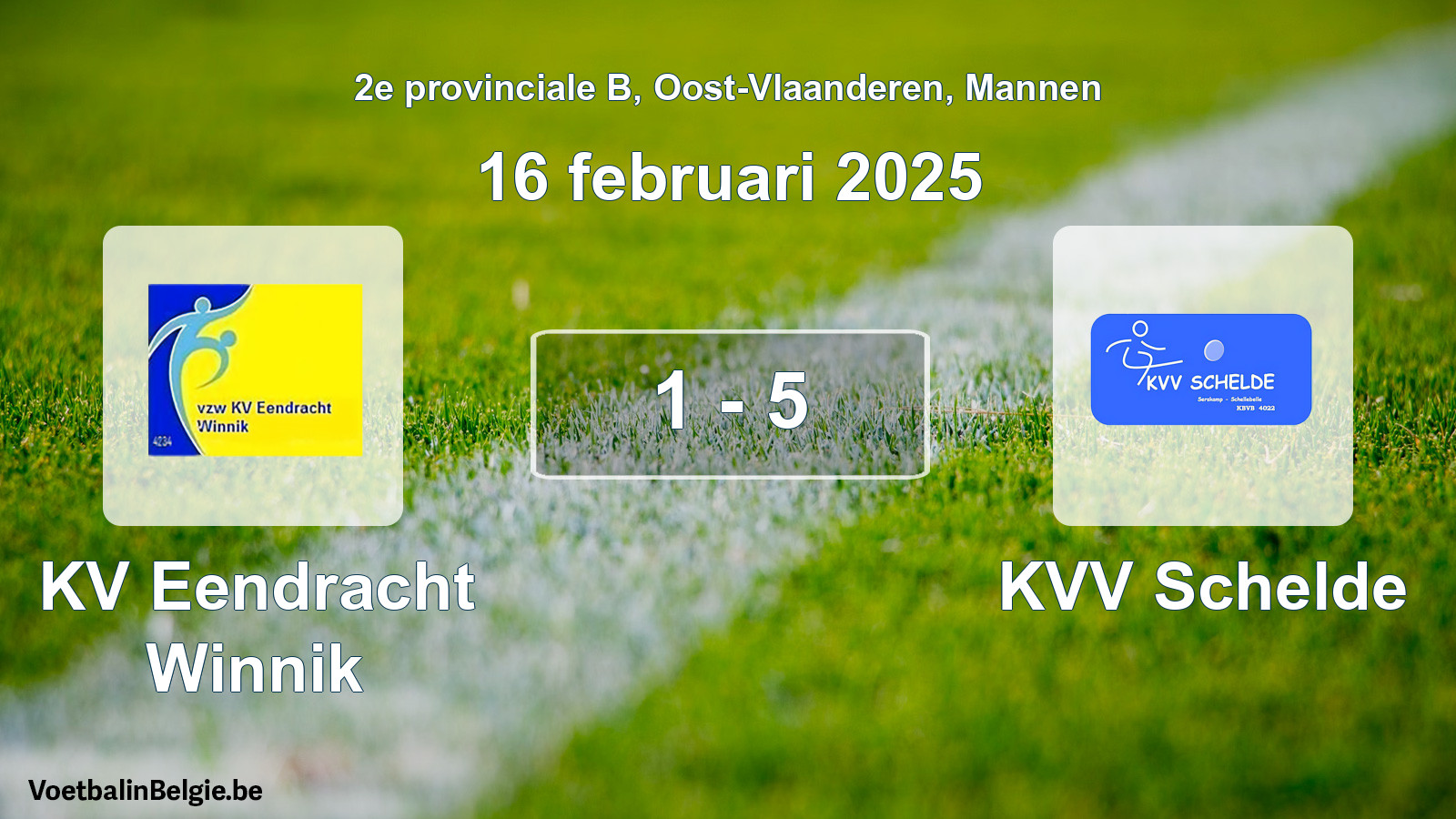 Gespeelde wedstrijd mannenvoetbal: KV Eendracht Winnik - KVV Schelde 1 - 5 (16 februari 2025)