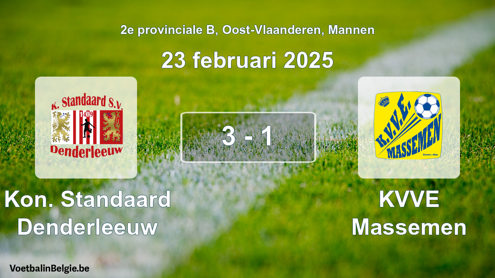 Gespeelde wedstrijd mannenvoetbal: Kon. Standaard Denderleeuw - KVVE Massemen 3 - 1 (23 februari 2025)