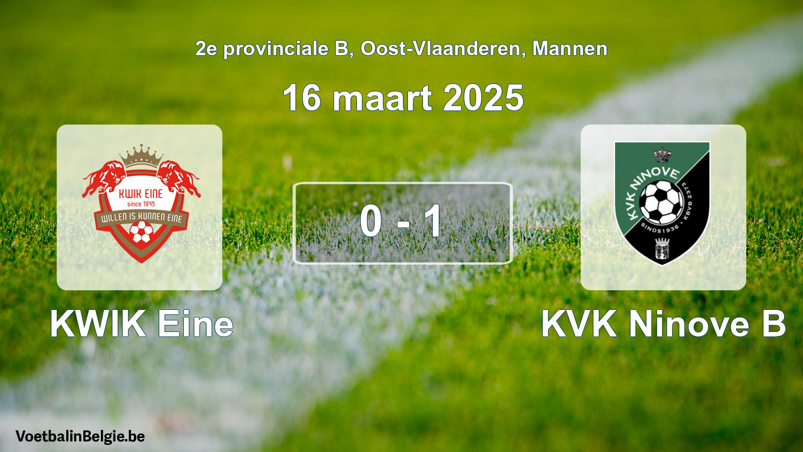 Gespeelde wedstrijd mannenvoetbal: KWIK Eine - KVK Ninove B 0 - 1 (16 maart 2025)