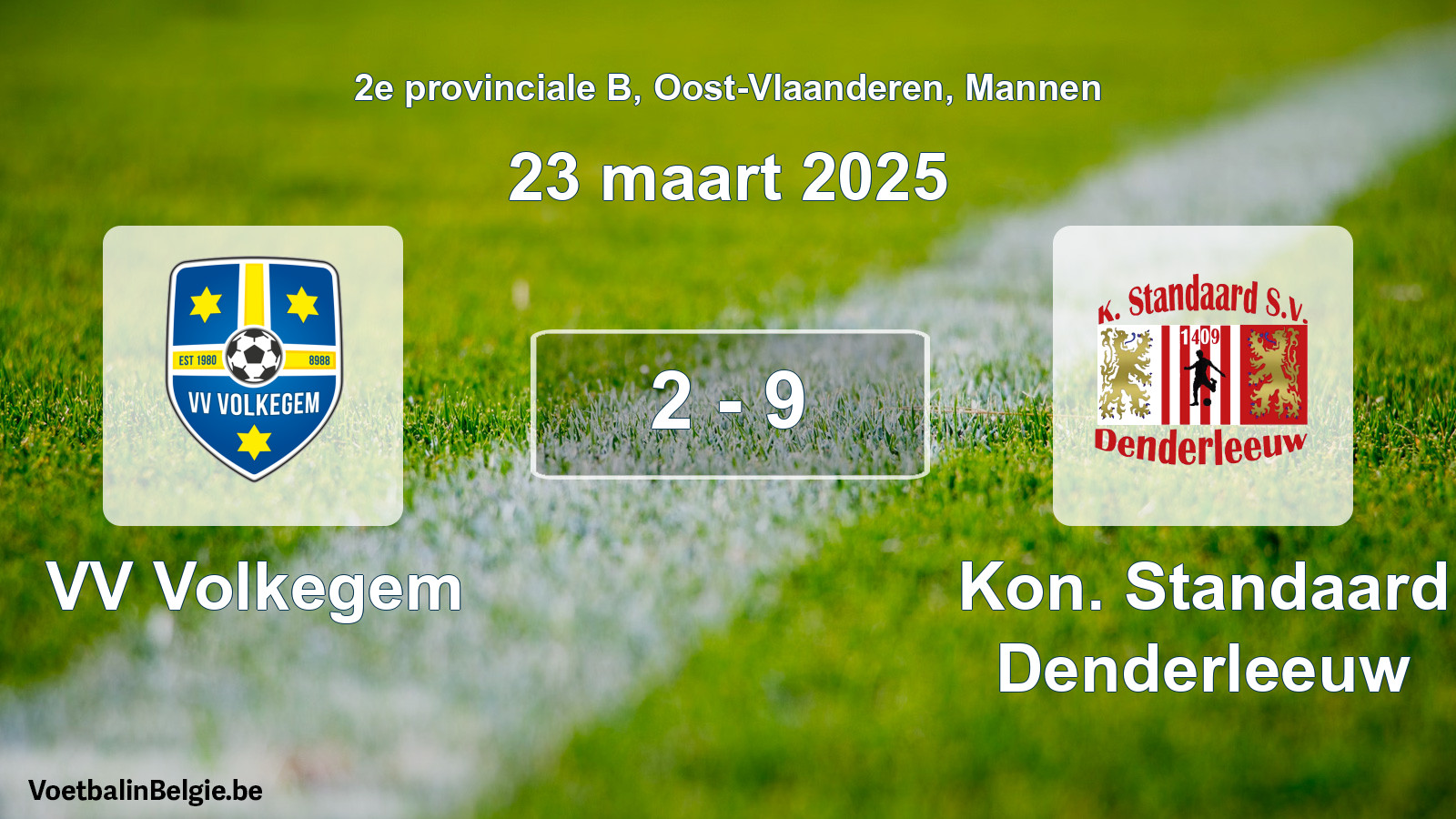 Gespeelde wedstrijd mannenvoetbal: VV Volkegem - Kon. Standaard Denderleeuw 2 - 9 (23 maart 2025)