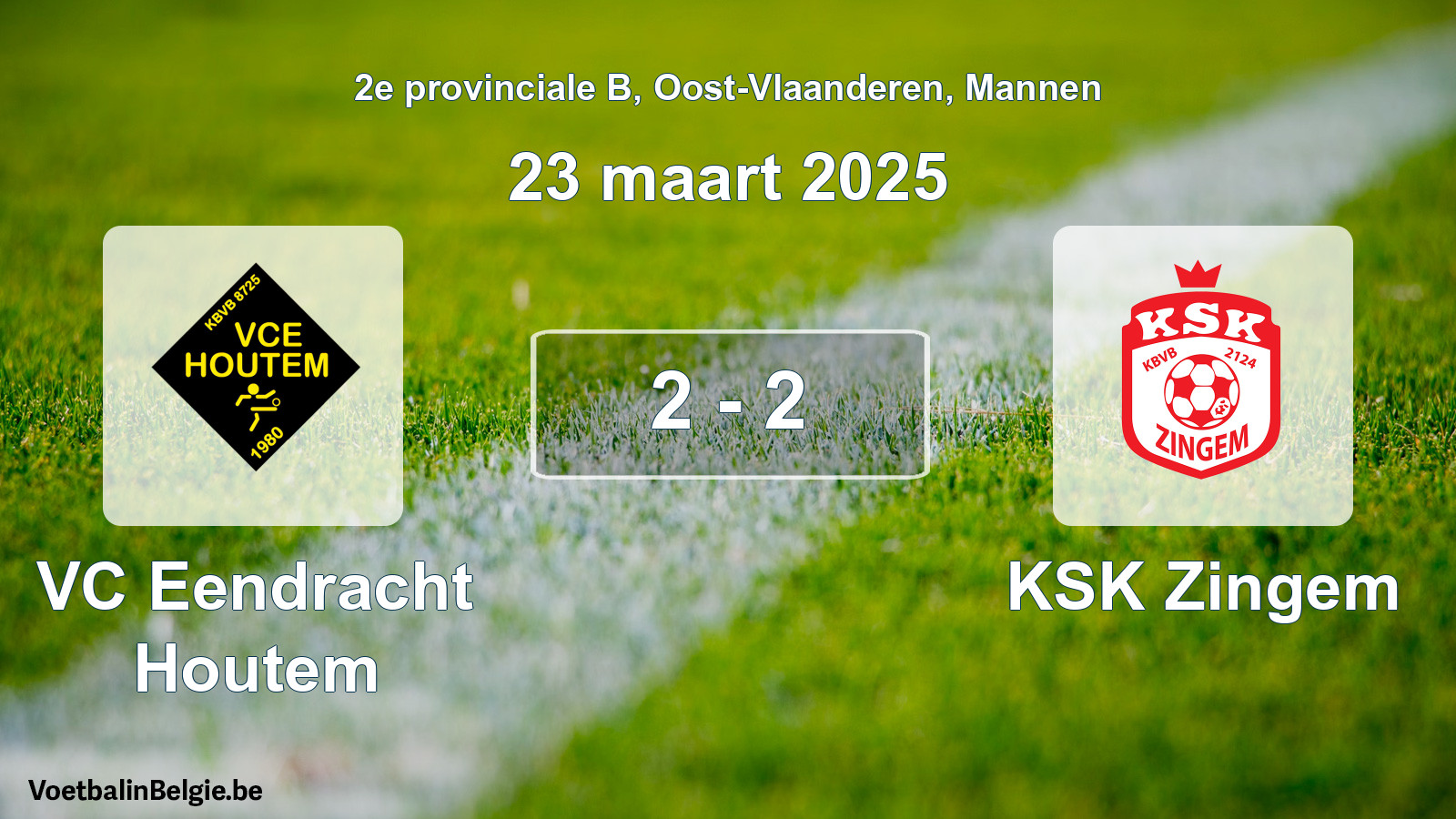 Gespeelde wedstrijd mannenvoetbal: VC Eendracht Houtem - KSK Zingem 2 - 2 (23 maart 2025)