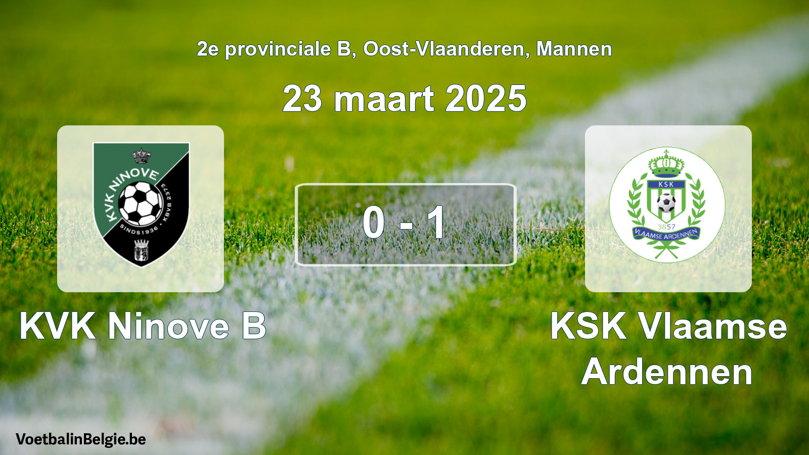 Gespeelde wedstrijd mannenvoetbal: KVK Ninove B - KSK Vlaamse Ardennen 0 - 1 (23 maart 2025)