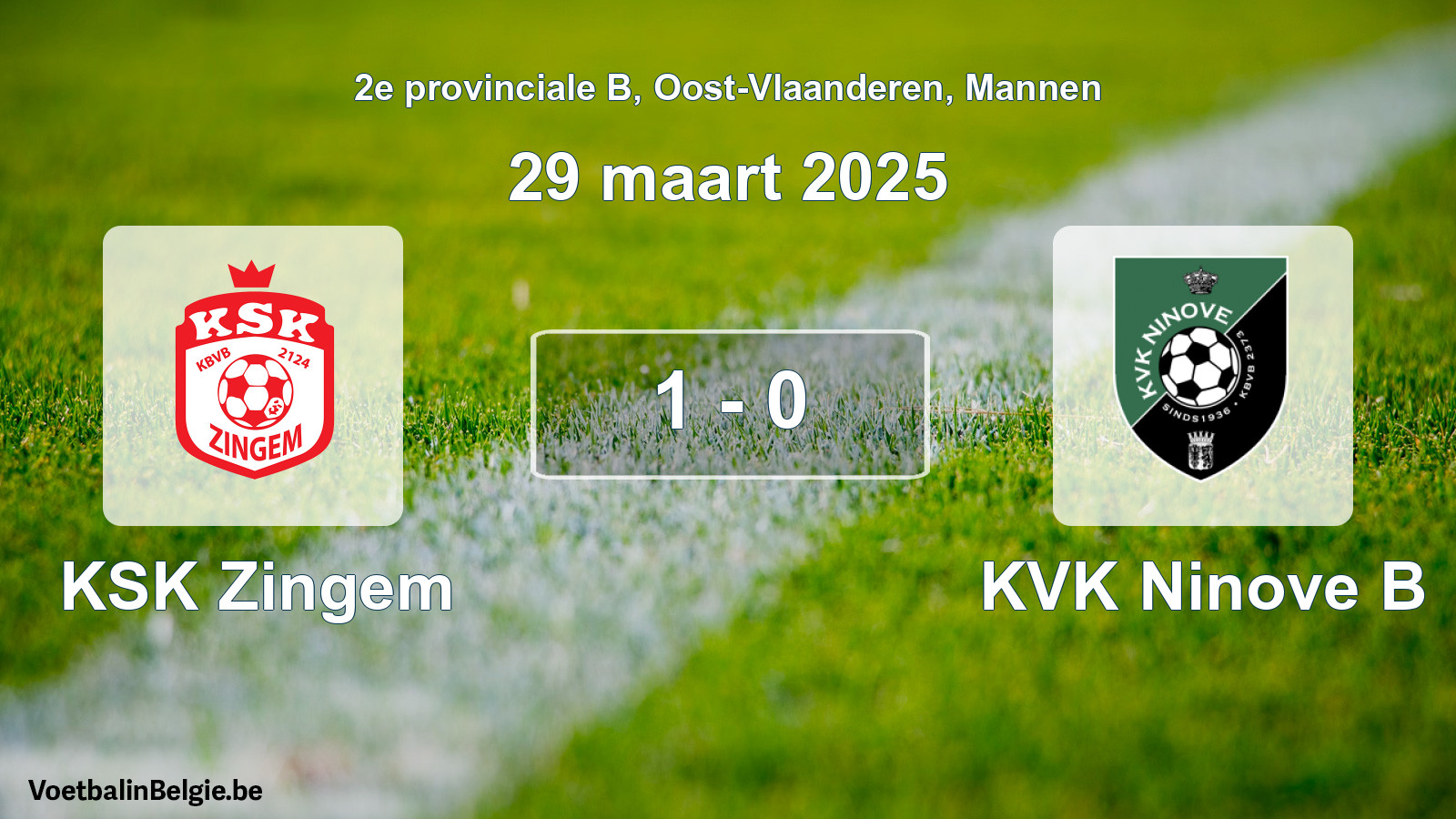Gespeelde wedstrijd mannenvoetbal: KSK Zingem - KVK Ninove B 1 - 0 (29 maart 2025)