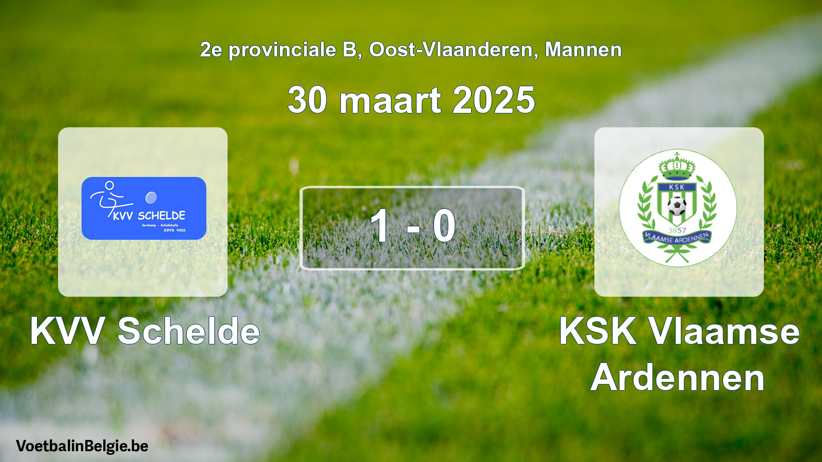Gespeelde wedstrijd mannenvoetbal: KVV Schelde - KSK Vlaamse Ardennen 1 - 0 (30 maart 2025)