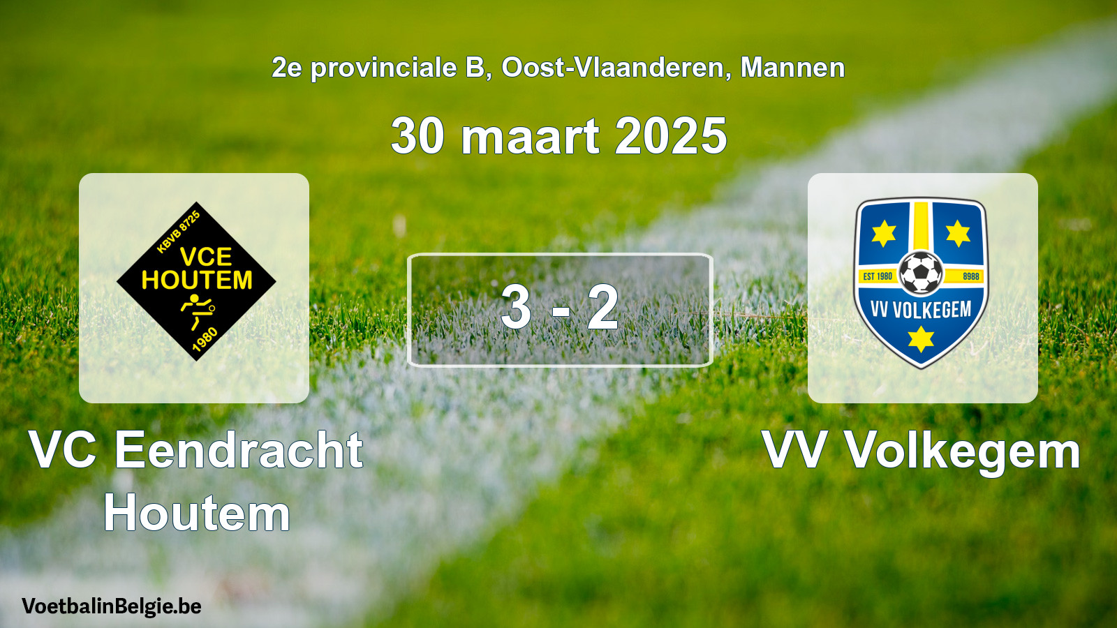Gespieltes Spiel männer-Fußball: VC Eendracht Houtem - VV Volkegem 3 - 2 (30 März 2025)