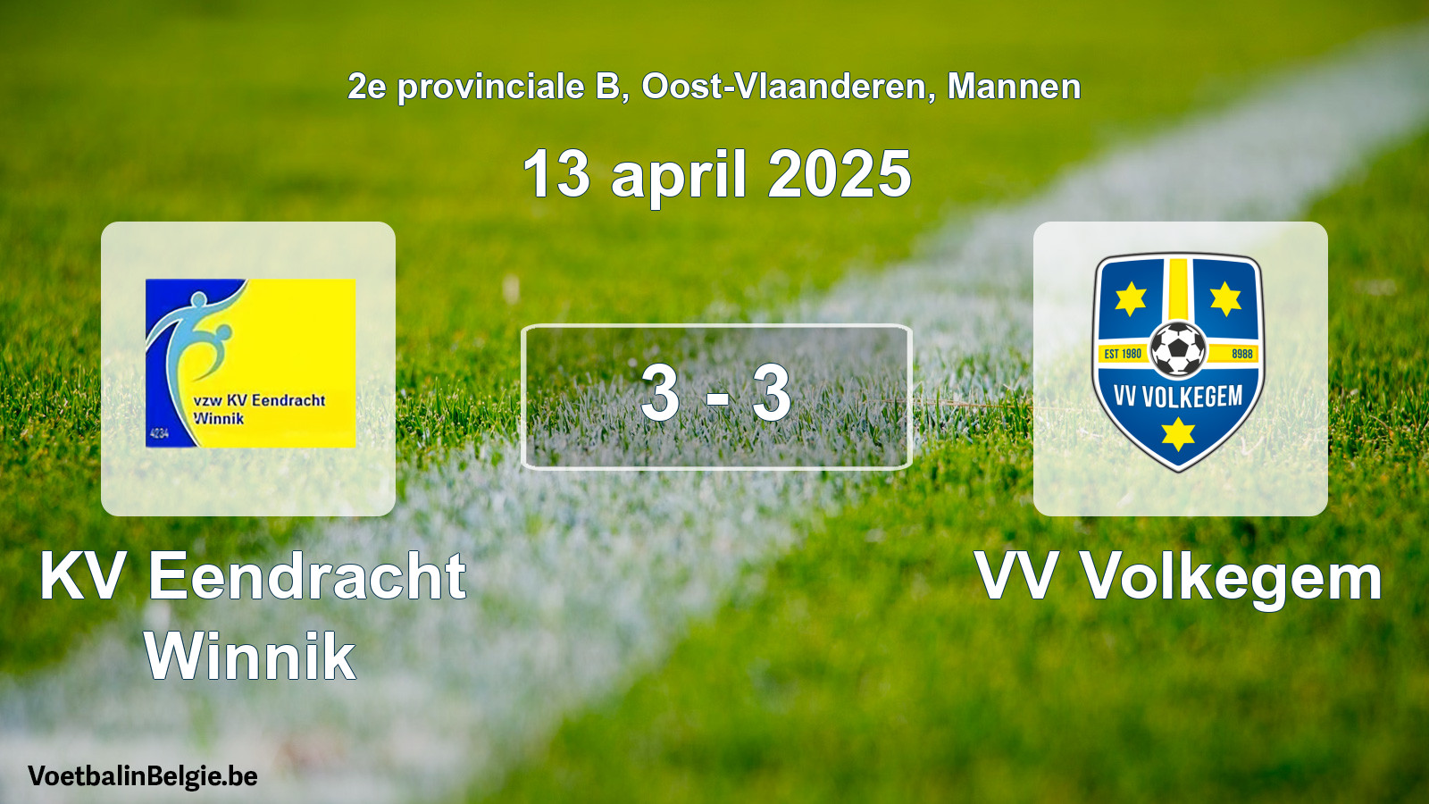Played match men football: KV Eendracht Winnik - VV Volkegem 3 - 3 (13 April 2025)