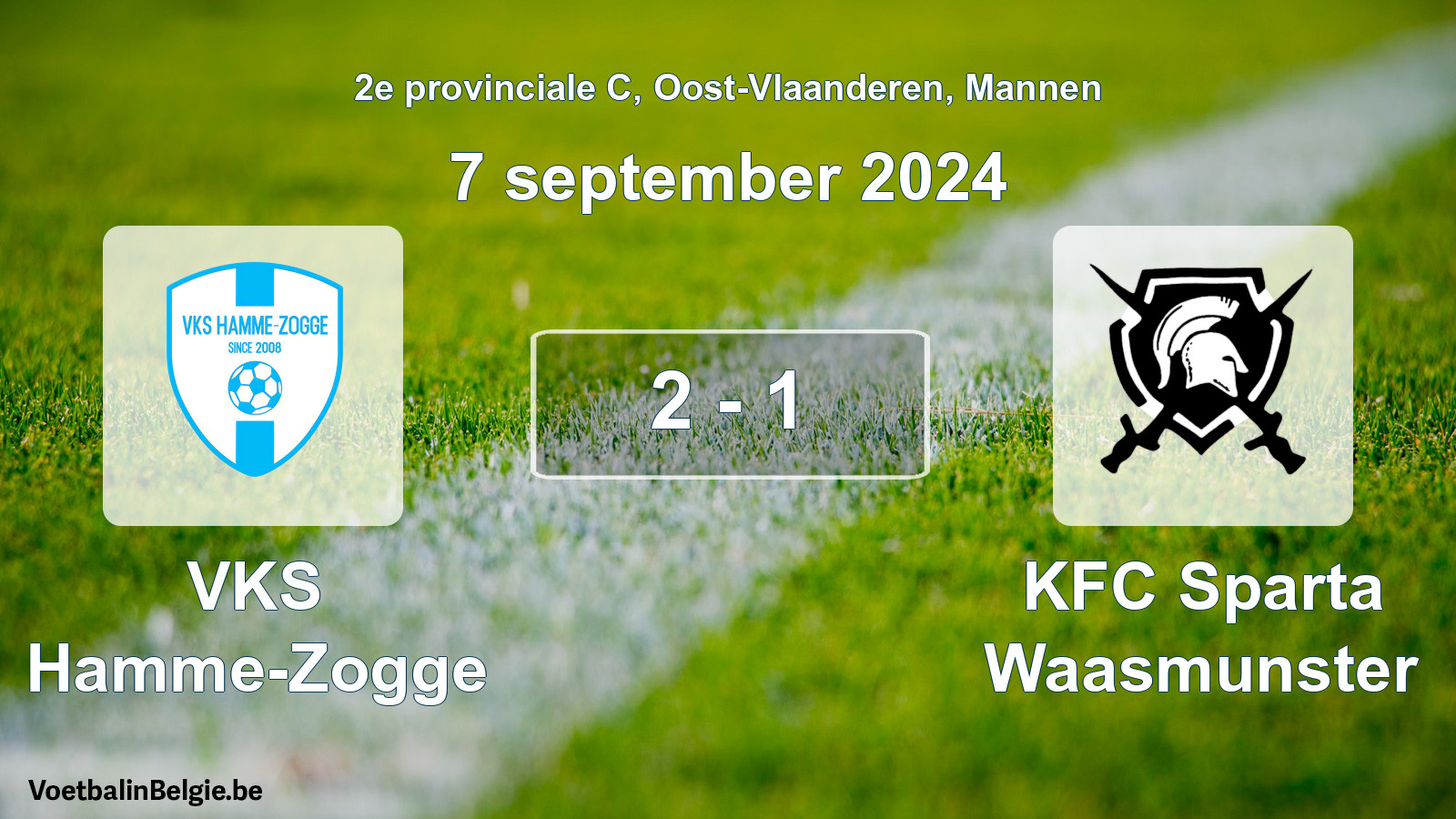 Gespeelde wedstrijd mannenvoetbal: VKS Hamme-Zogge - KFC Sparta Waasmunster 2 - 1 (7 september 2024)