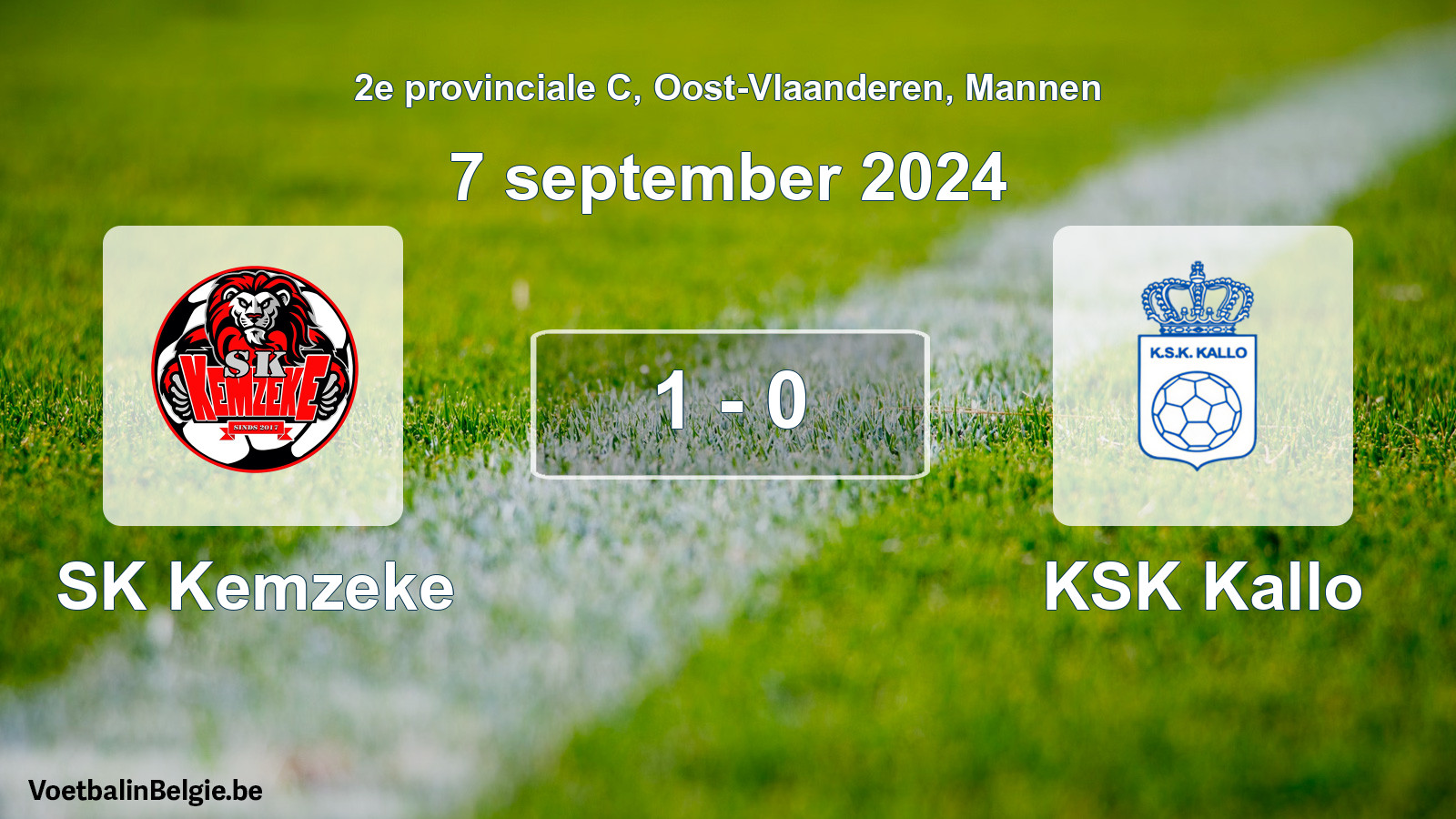 Gespeelde wedstrijd mannenvoetbal: SK Kemzeke - KSK Kallo 1 - 0 (7 september 2024)