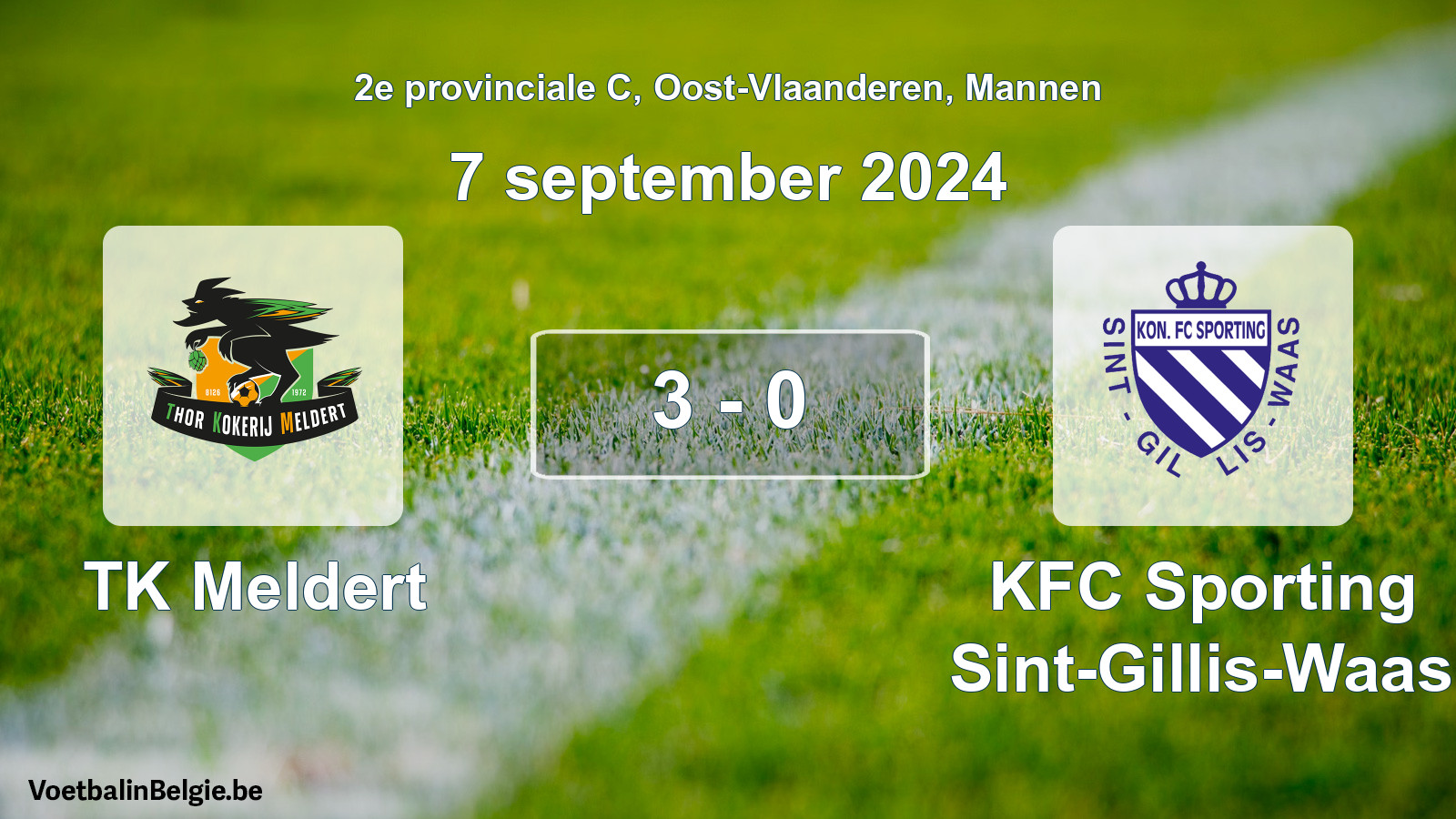 Gespeelde wedstrijd mannenvoetbal: TK Meldert - KFC Sporting Sint-Gillis-Waas 3 - 0 (7 september 2024)