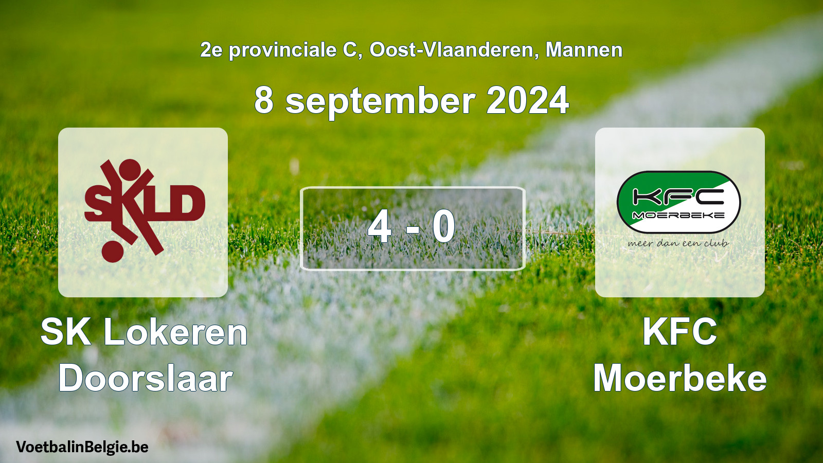 Gespeelde wedstrijd mannenvoetbal: SK Lokeren Doorslaar - KFC Moerbeke 4 - 0 (8 september 2024)