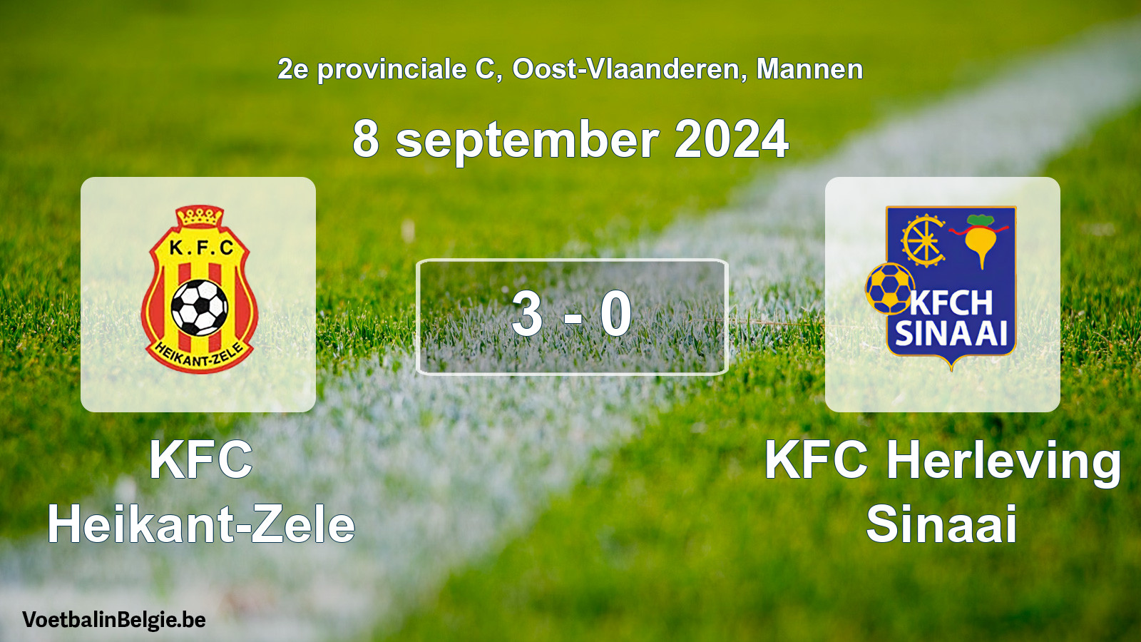 Played match men football: KFC Heikant-Zele - KFC Herleving Sinaai 3 - 0 (8 September 2024)