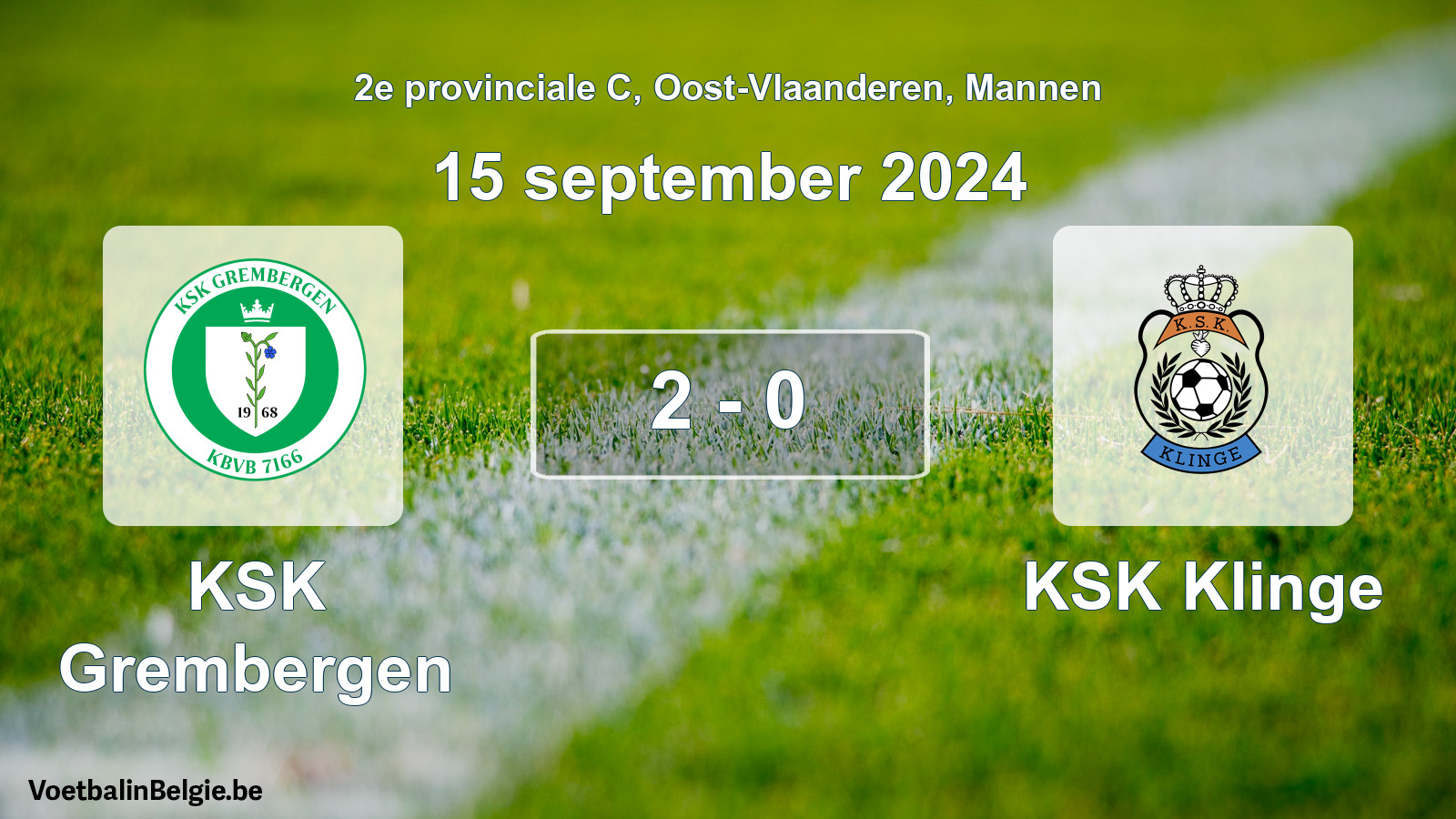 Gespeelde wedstrijd mannenvoetbal: KSK Grembergen - KSK Klinge 2 - 0 (15 september 2024)