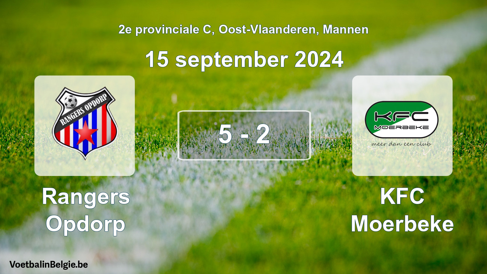 Gespeelde wedstrijd mannenvoetbal: Rangers Opdorp - KFC Moerbeke 5 - 2 (15 september 2024)