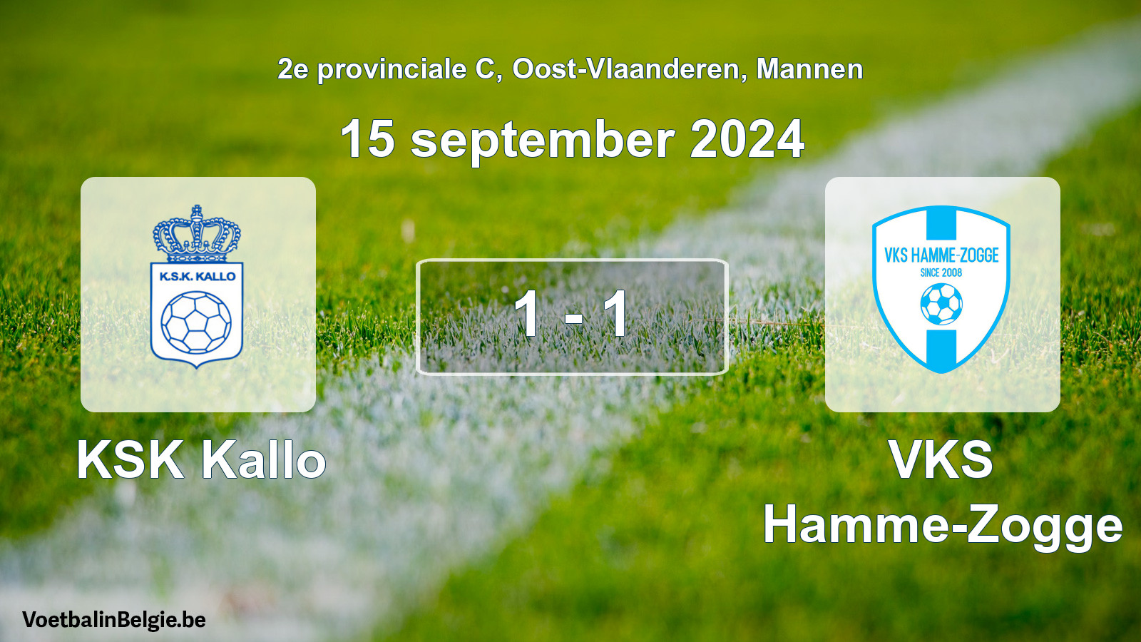 Played match men football: KSK Kallo - VKS Hamme-Zogge 1 - 1 (15 September 2024)