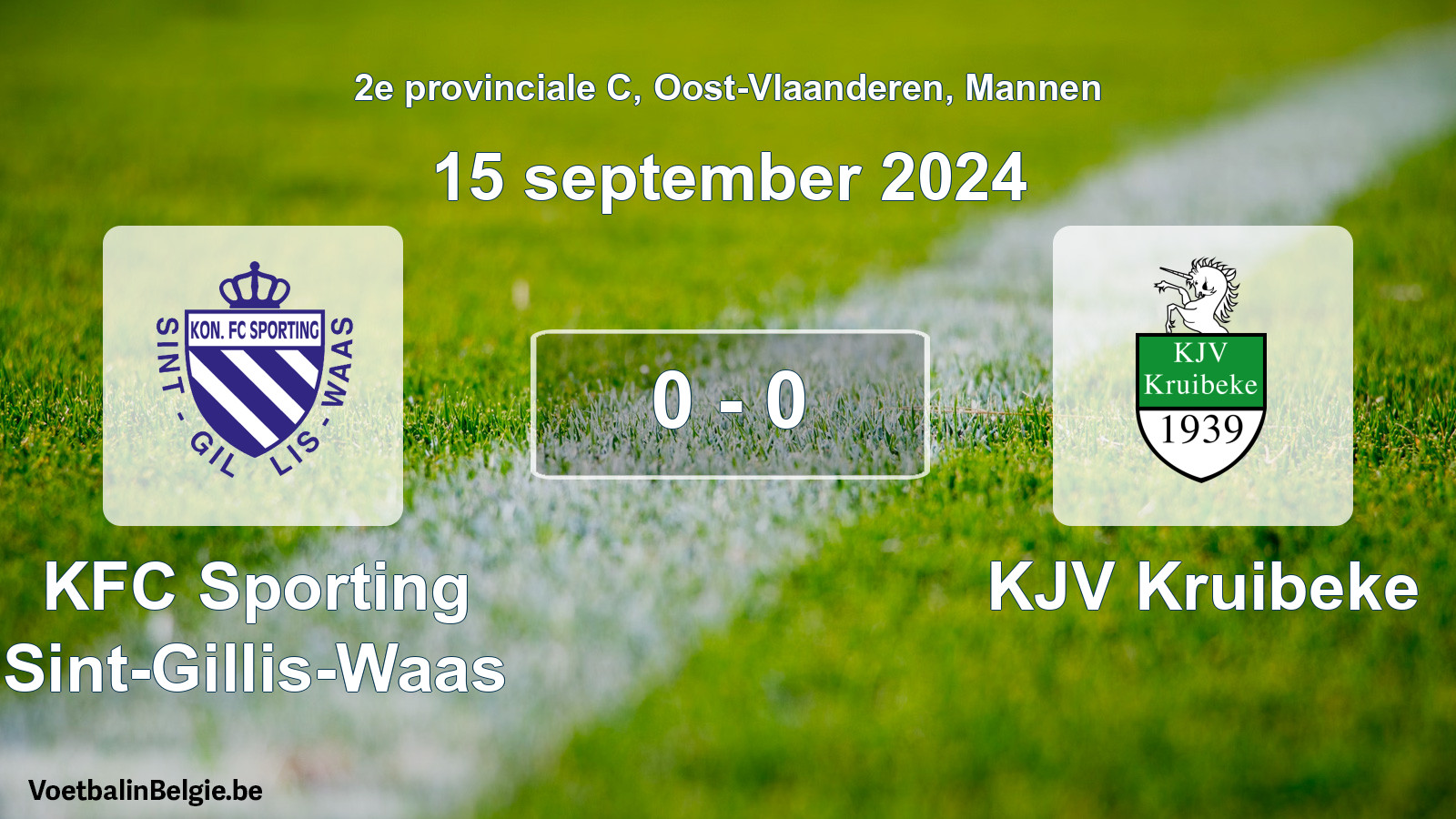 Gespeelde wedstrijd mannenvoetbal: KFC Sporting Sint-Gillis-Waas - KJV Kruibeke 0 - 0 (15 september 2024)