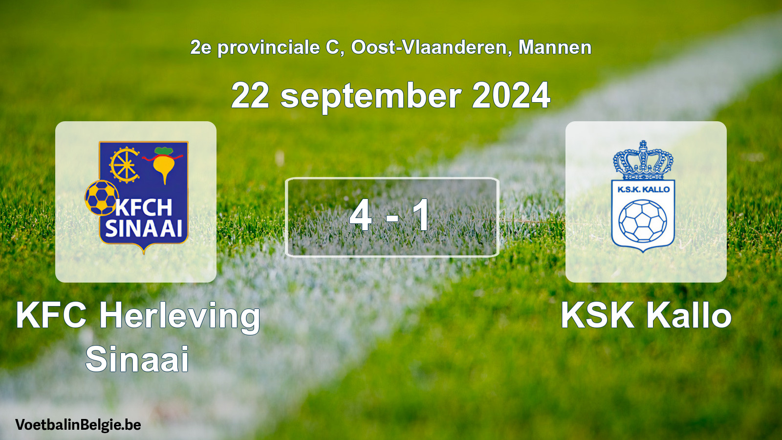 Played match men football: KFC Herleving Sinaai - KSK Kallo 4 - 1 (22 September 2024)