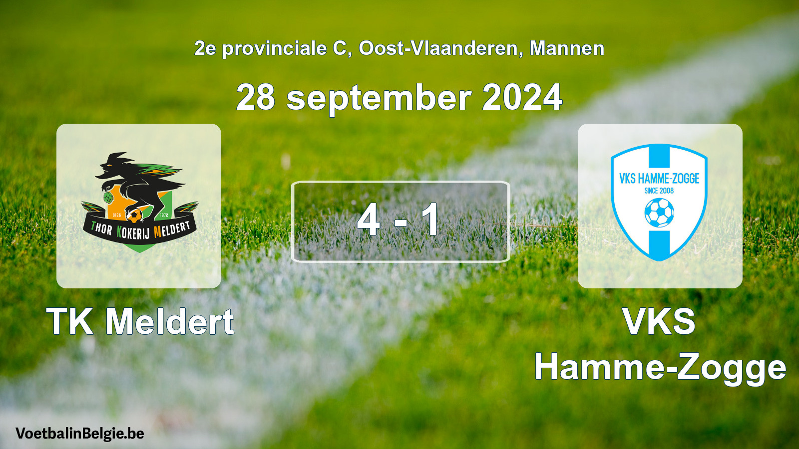 Gespeelde wedstrijd mannenvoetbal: TK Meldert - VKS Hamme-Zogge 4 - 1 (28 september 2024)