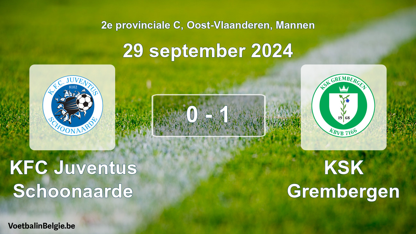 Gespeelde wedstrijd mannenvoetbal: KFC Juventus Schoonaarde - KSK Grembergen 0 - 1 (29 september 2024)