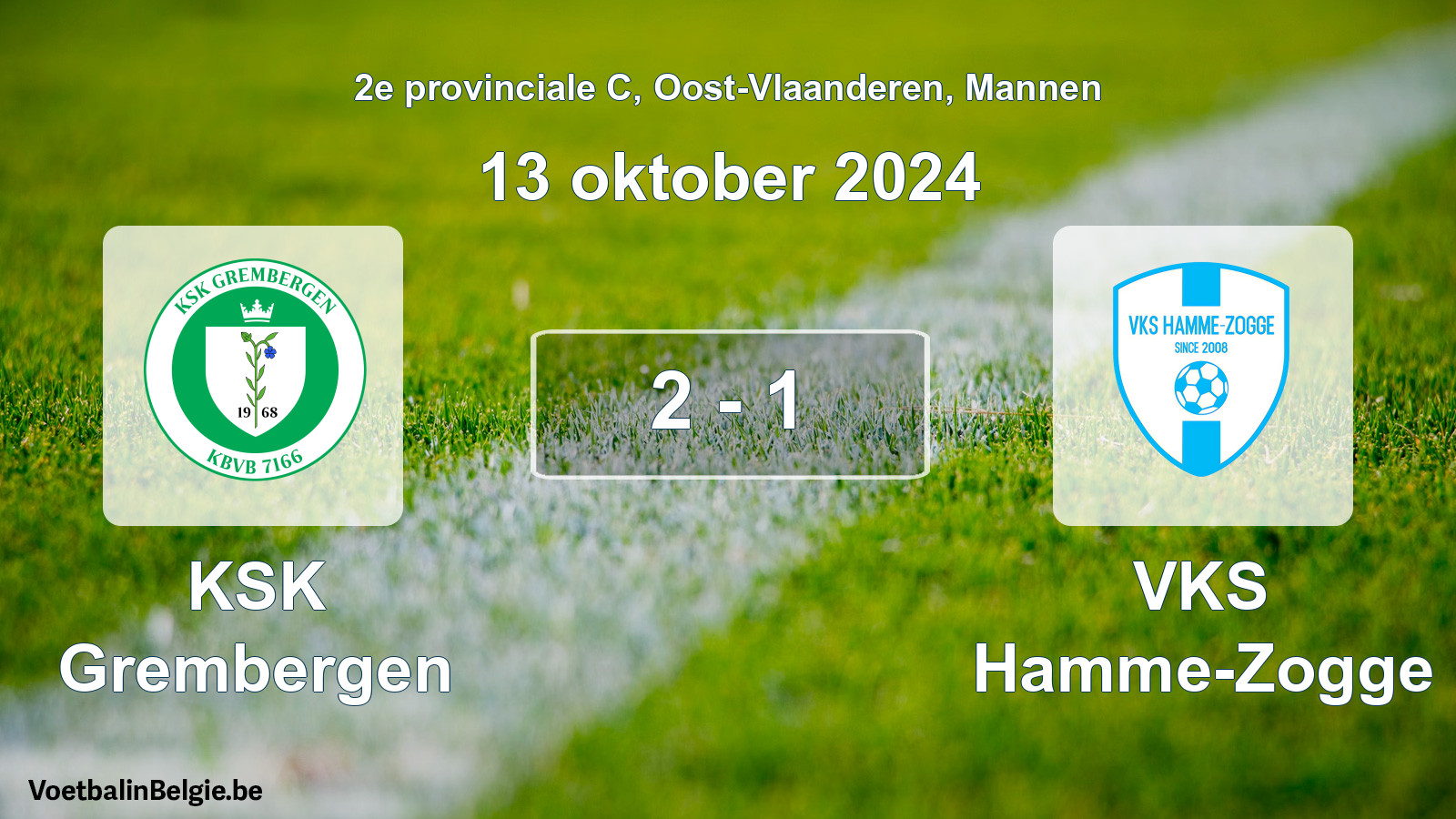 Gespeelde wedstrijd mannenvoetbal: KSK Grembergen - VKS Hamme-Zogge 2 - 1 (13 oktober 2024)