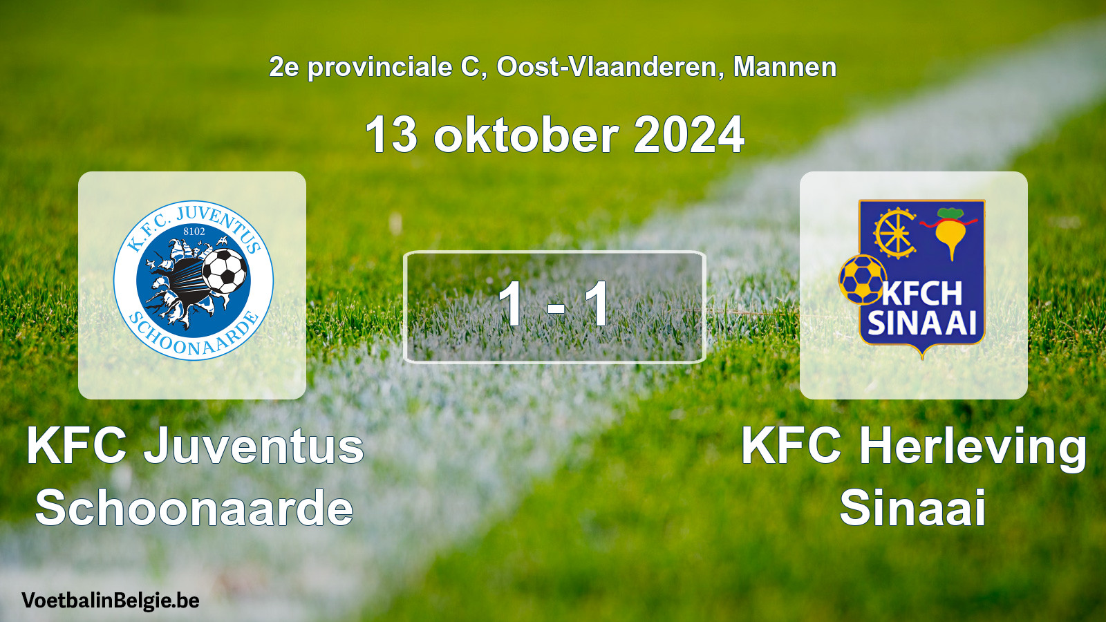 Gespeelde wedstrijd mannenvoetbal: KFC Juventus Schoonaarde - KFC Herleving Sinaai 1 - 1 (13 oktober 2024)