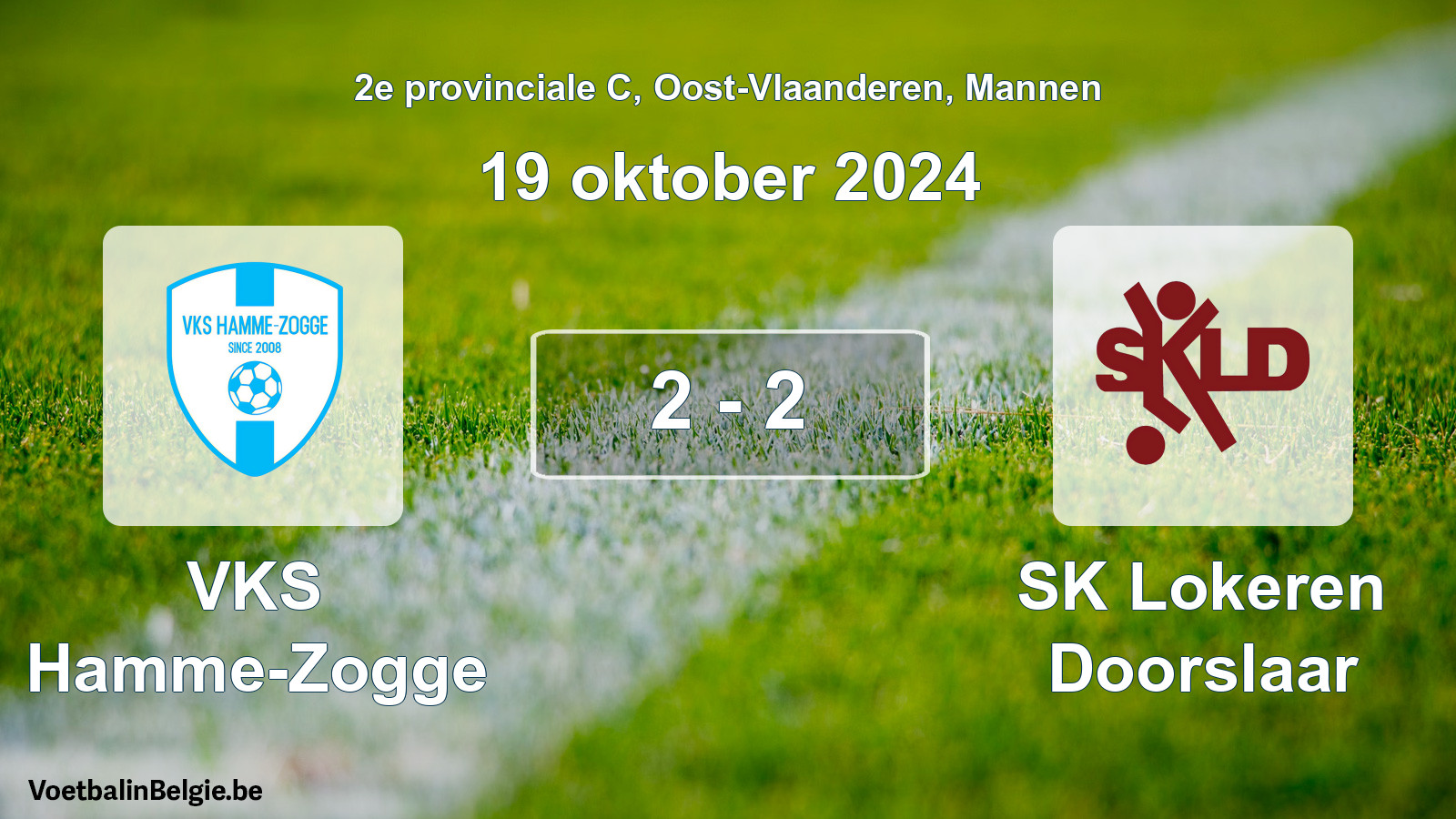 Gespeelde wedstrijd mannenvoetbal: VKS Hamme-Zogge - SK Lokeren Doorslaar 2 - 2 (19 oktober 2024)